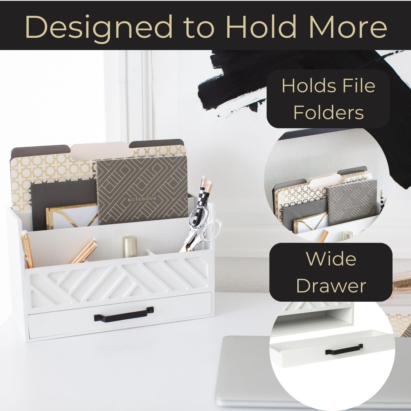 BLU MONACO | Wooden Mail Organizer with Drawer | Mail Organizer Wood Desktop …