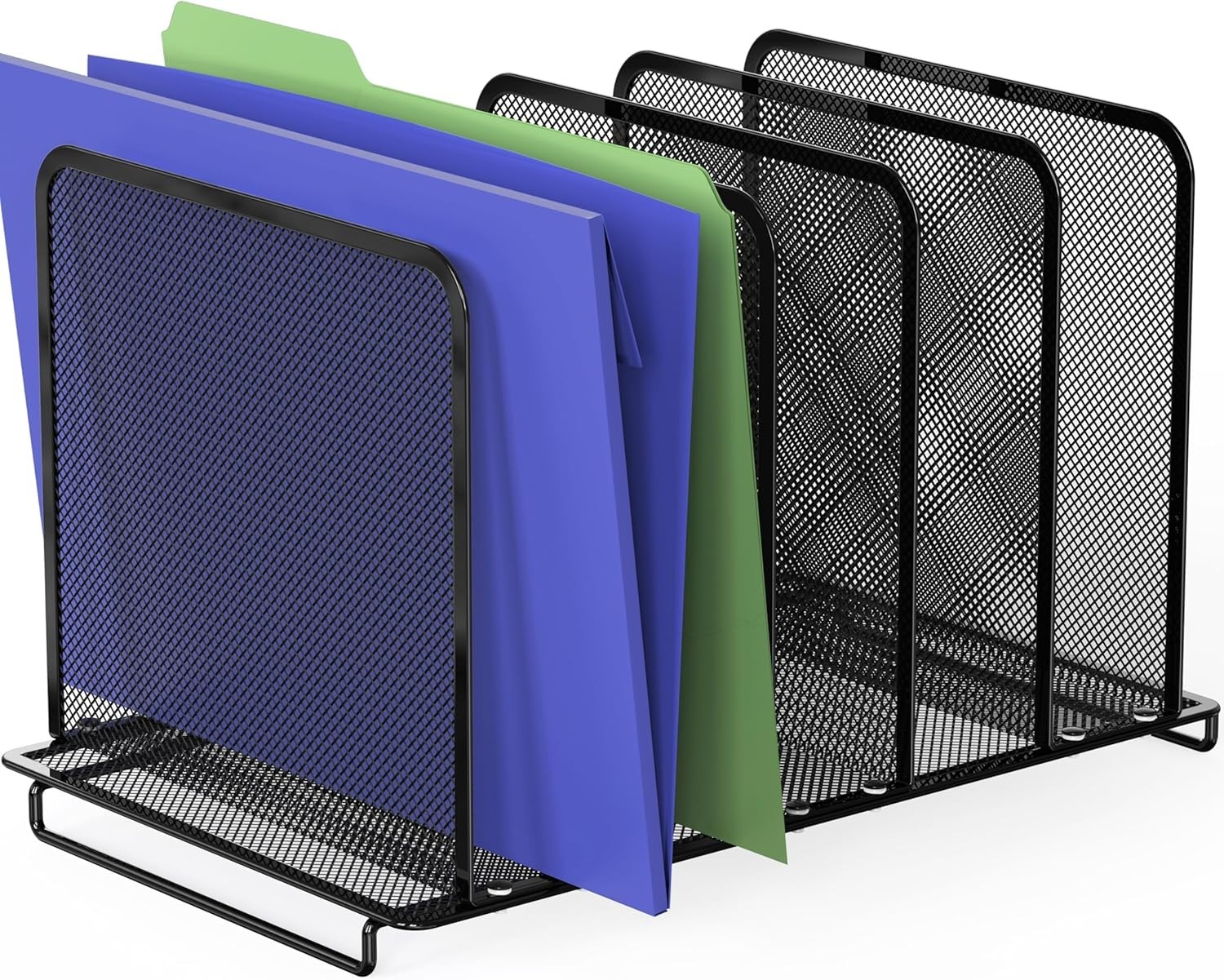 Expandable 5 Section Upright File Sorter Organizer, Black
