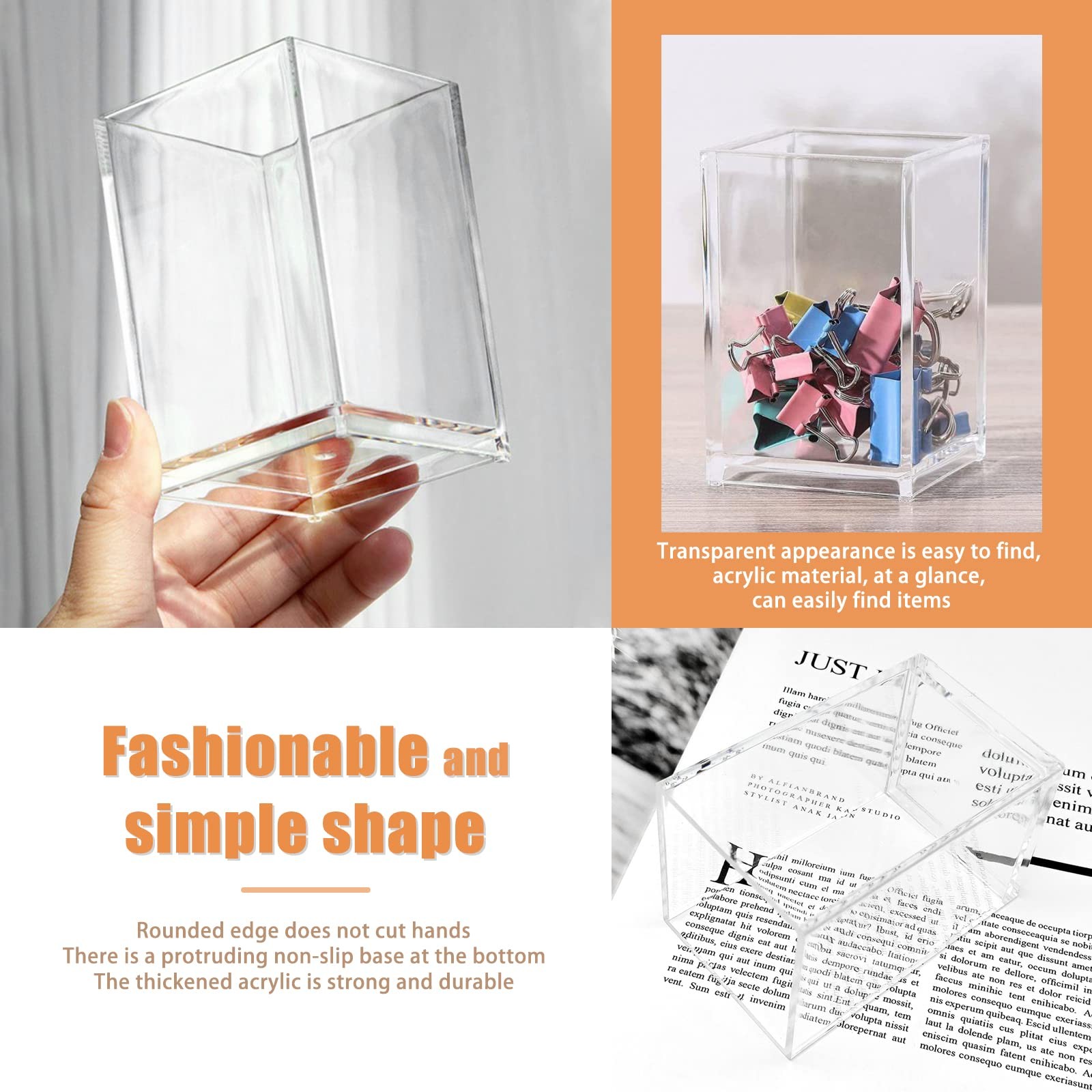Cerpourt 3 Pack Clear Acrylic Makeup Brush Holder,Acrylic Cosmetic