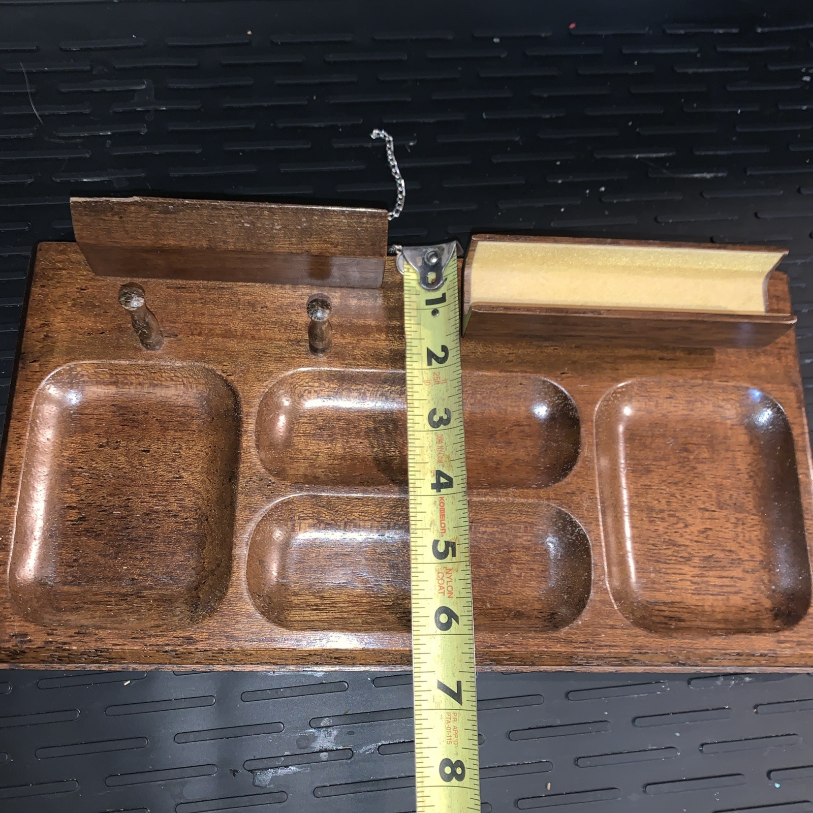 Vintage 1960s Wood Dresser Desk Valet Tray Organizer Wood Retro Industrial
