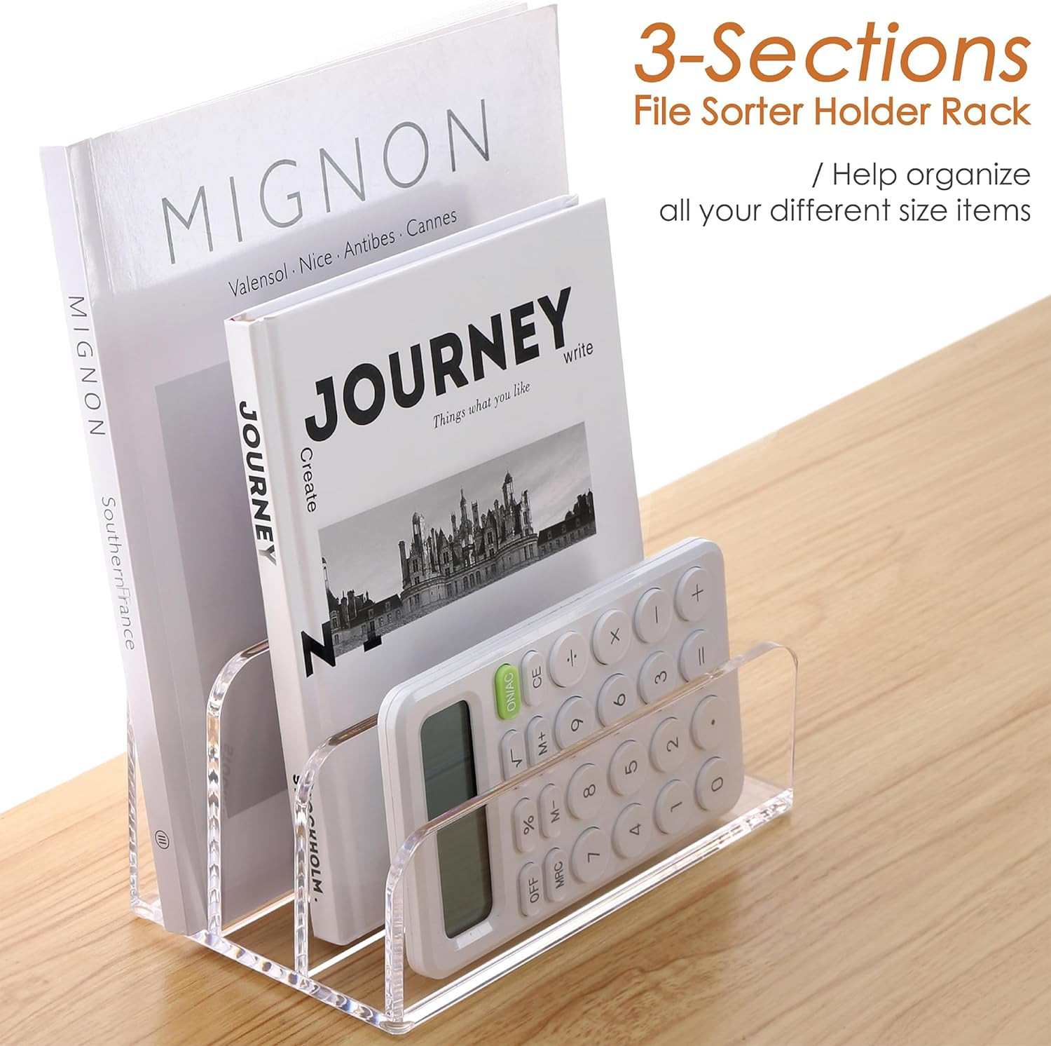 Mail Organizer Letter Holder for Desk 3Compartments Acrylic Desk Organizer Clear