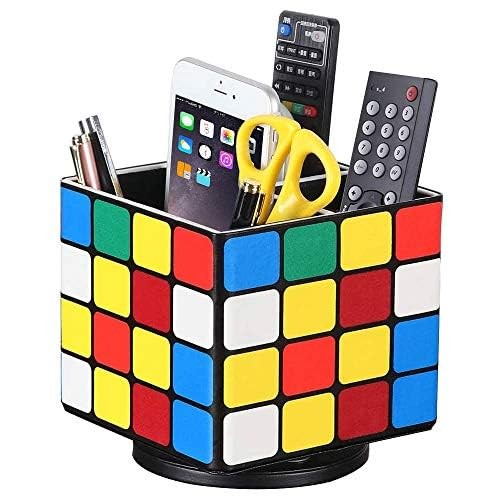 Remote Control Holder, 360° Swivel TV Remote Holder for Table, PU Leather Rem…