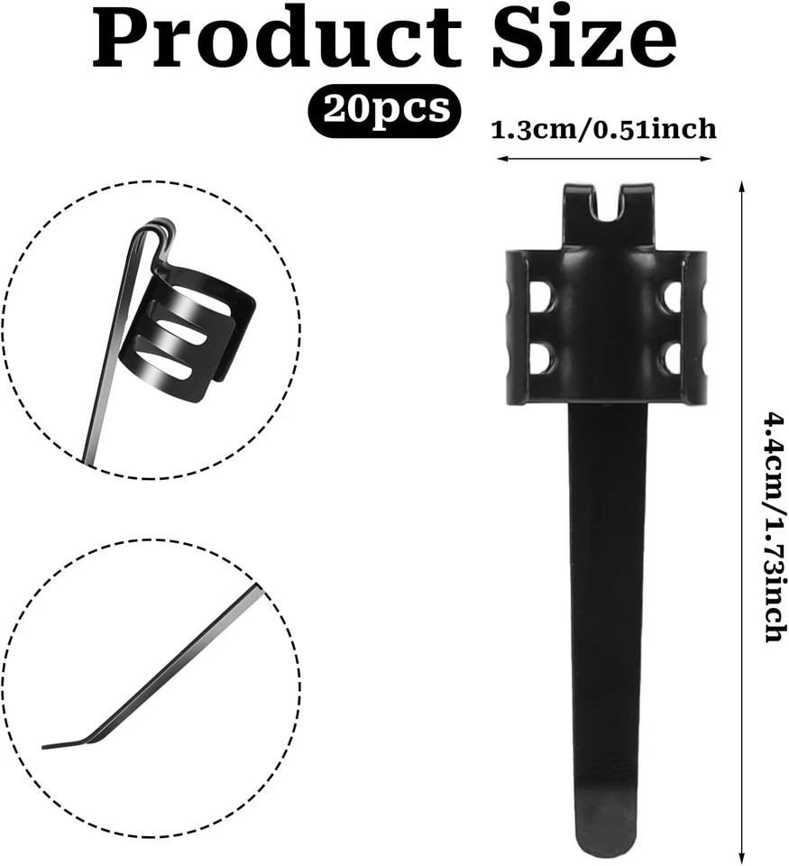 20 Pcs Metal Snap in Pencil Clips Slide on Pen Holder for Shirt Pocket Office