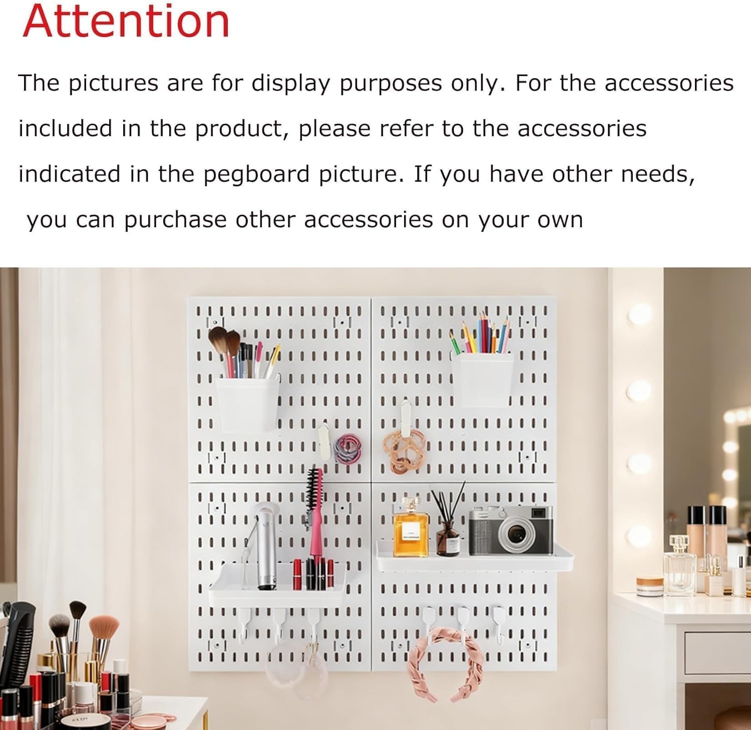 4PCS Pegboard Wall Organizer for Desk, Office & Gaming Setup Space Peg Board Kit