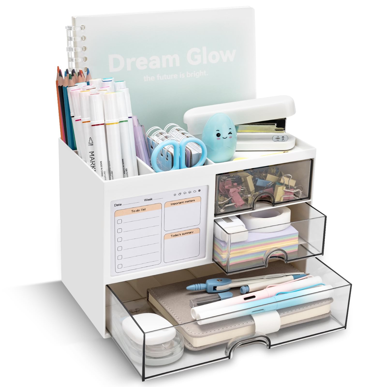 Desk Organizer with 3 Drawer, Multi-Functional Pencil Pen Holder for Desk, De…