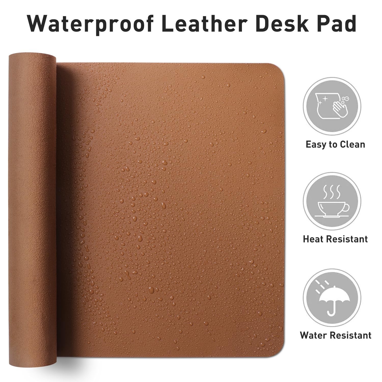 Aothia Leather Desk Pad Protector, Mouse Pad, Office 23.6″ x 13.7″, Brown