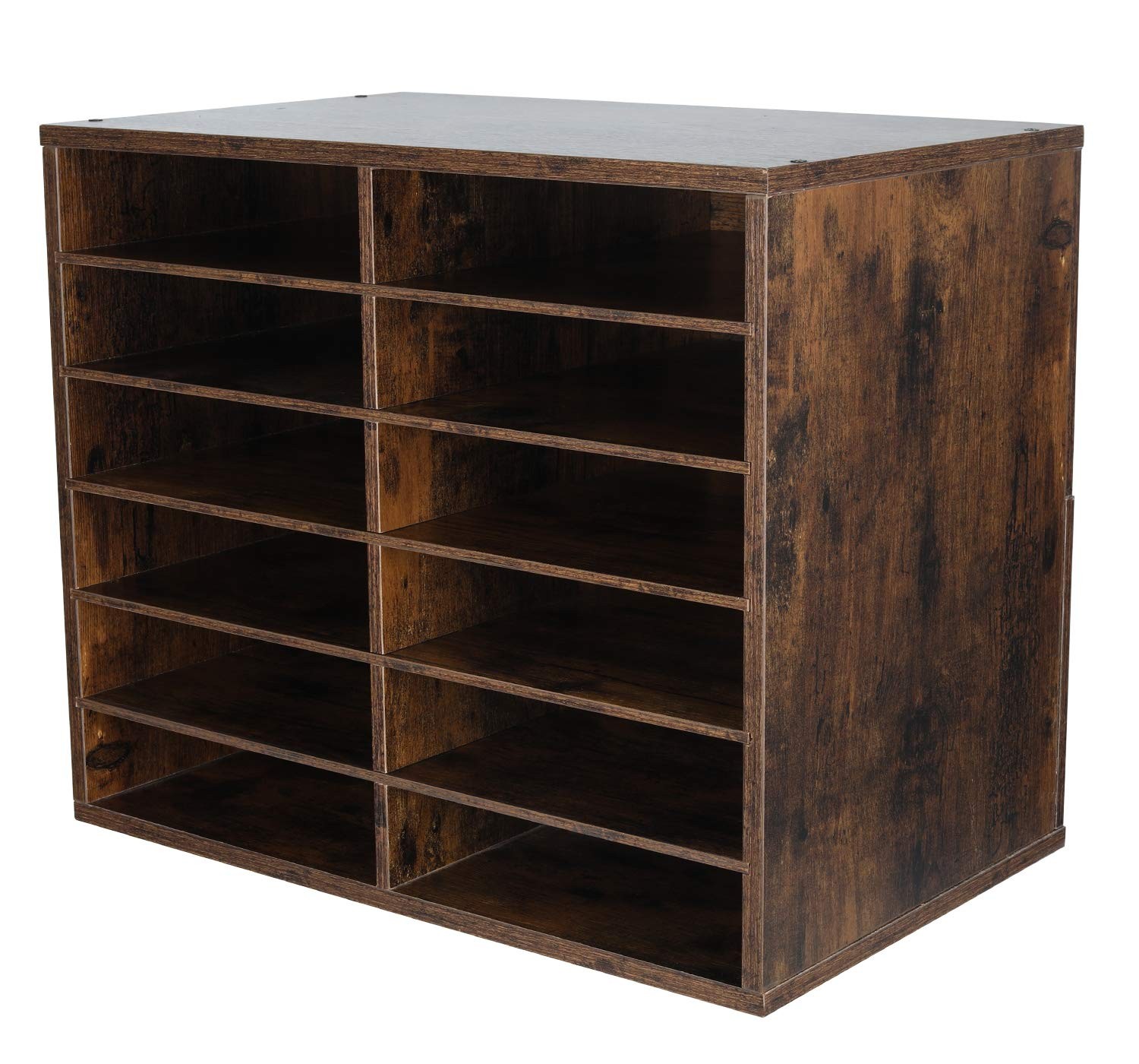 12 Compartments Wooden Literature Organizer with Adjustable Shelves, 6000 She…