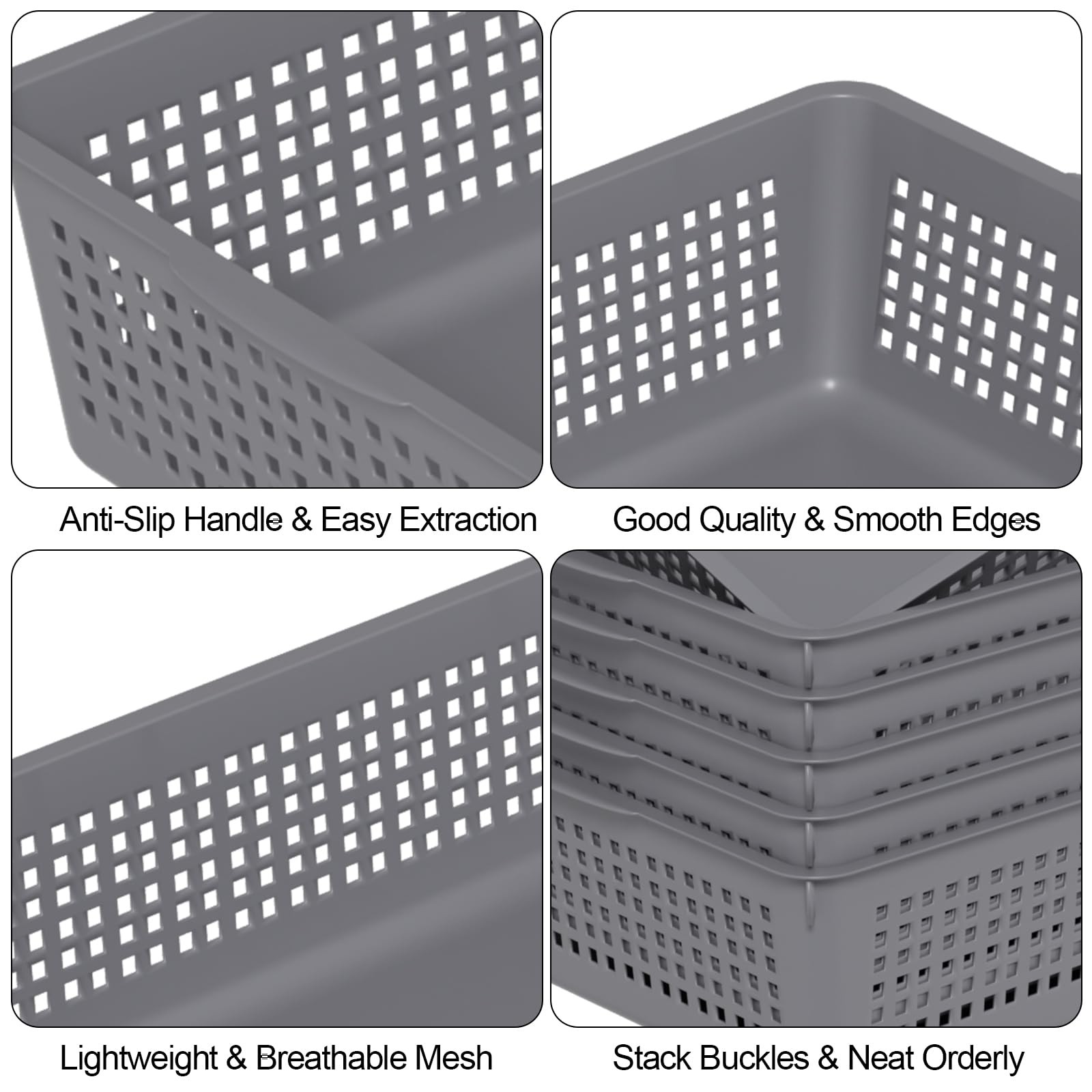 Nicesh A4 Size Plastic Basket, Desktop File Storage Organization Tray, Grey