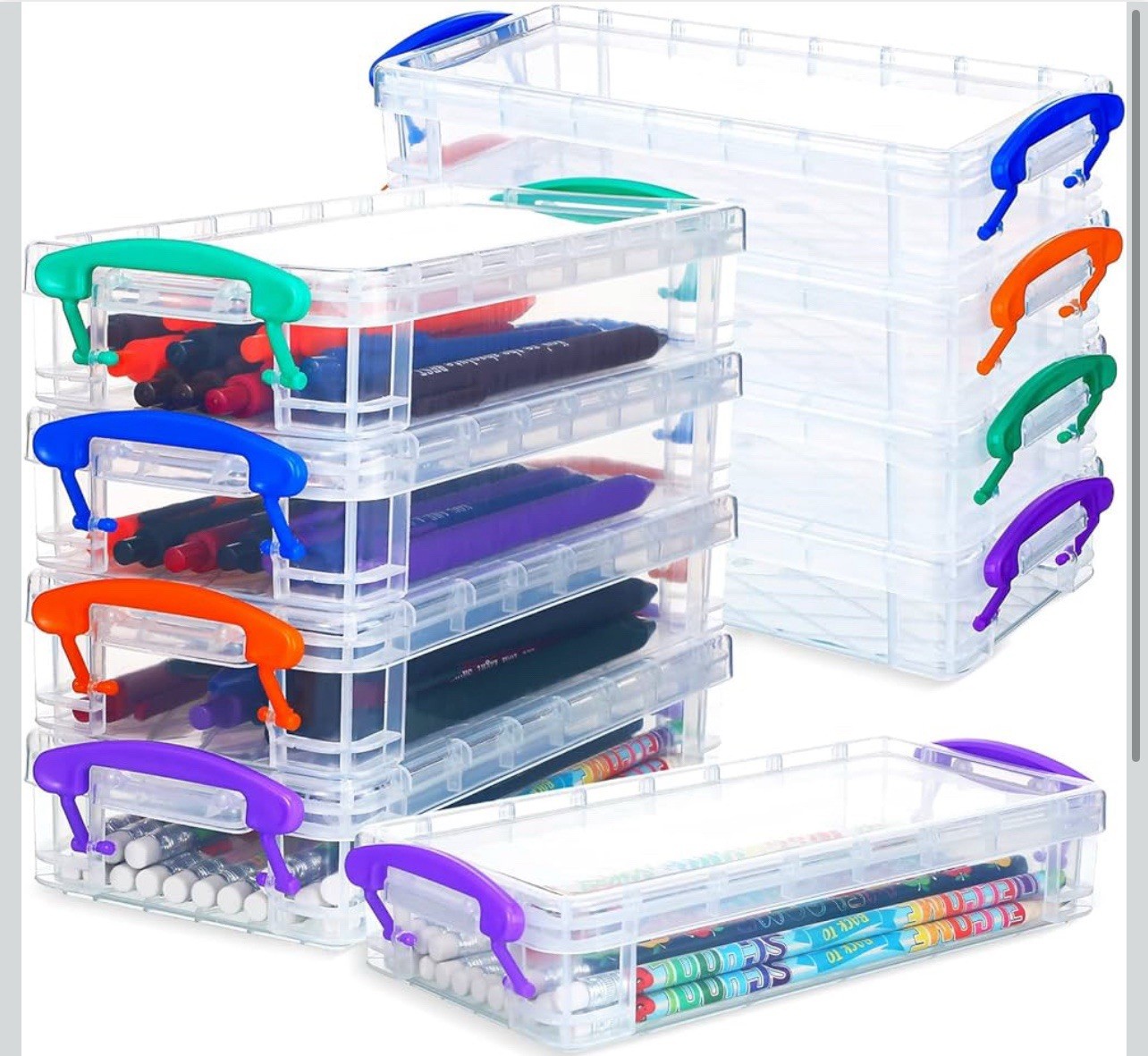 36 Pcs Bulk Large Clear Pencil Crayon Box Classroom Kids Plastic Pen Case wit…