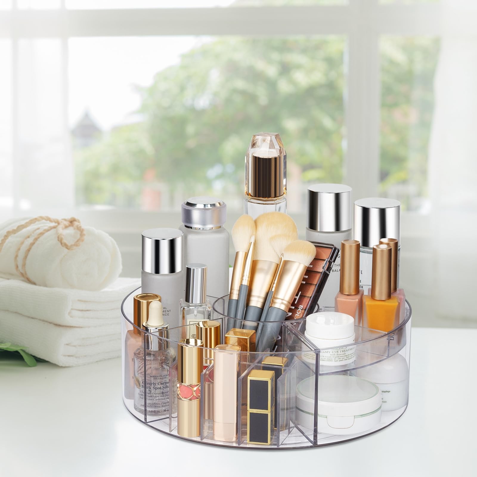 360° Rotating Makeup Organizer, 10″ Clear Turntable Lazy Susan 10″,