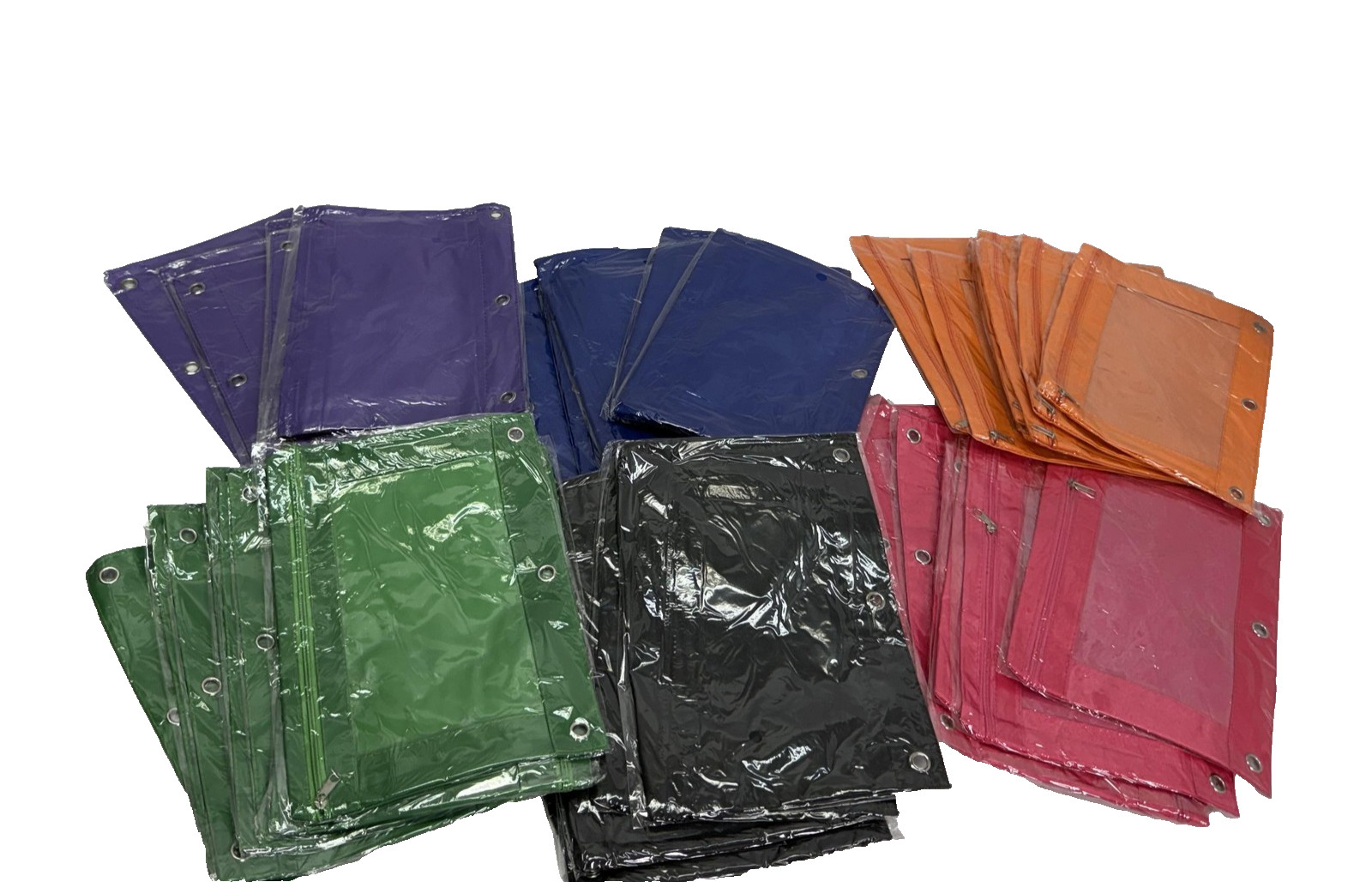 72 Pack Ring Binder Pencil Pouch Zipper Bags Mixed Colors School Office Supply