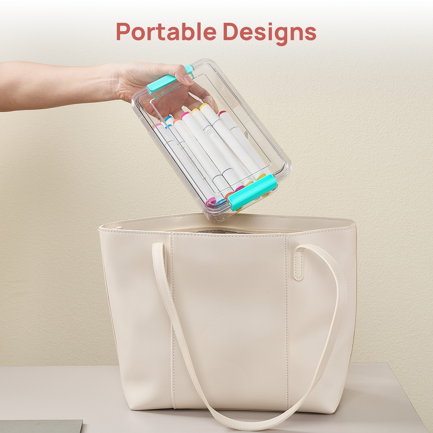 4 Pack 1.5Qt Clear Pencil Box, Plastic Pencil Holder with Removable Divider