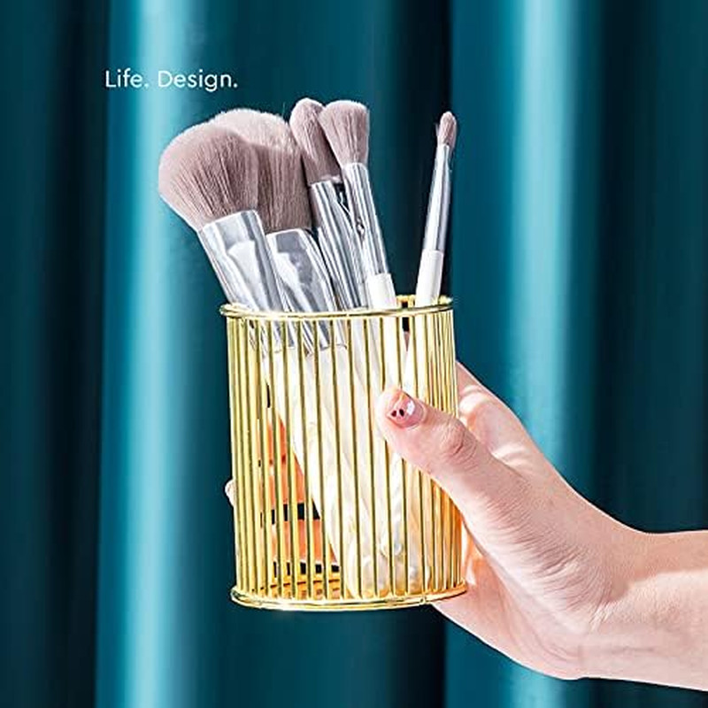 Gold Metal Pen Holder for Desk, Makeup Brushes Cup, Pencil Holders, Office&Home