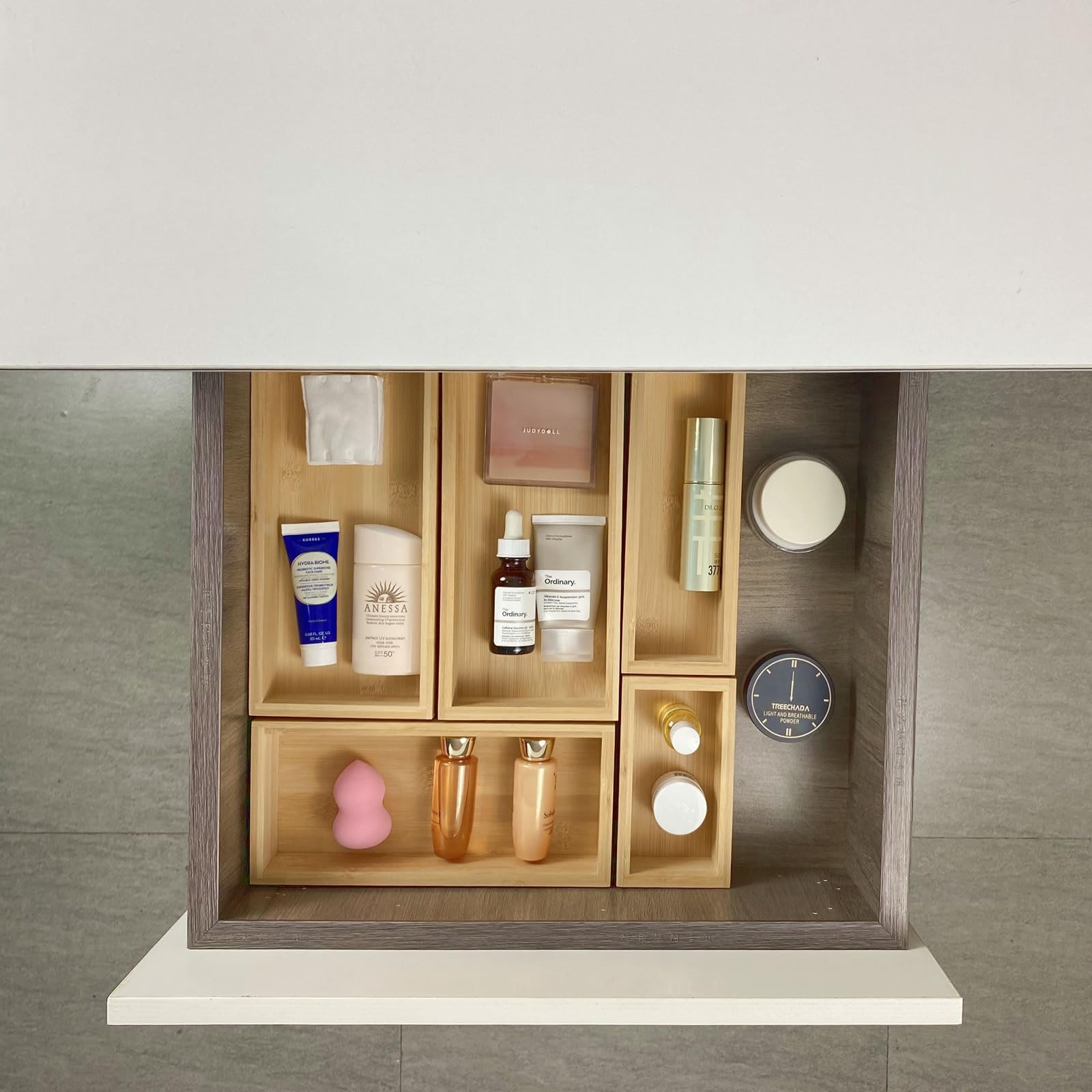 Teicui bamboo drawer organizer Set,expandable 1 X 5PCS Natural