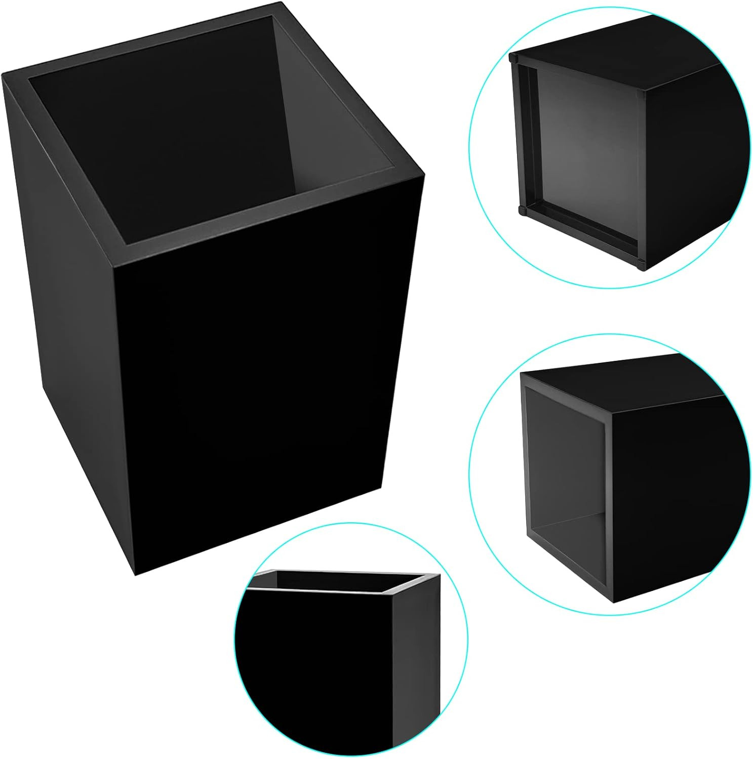 2 Pack Black Acrylic Pencil Pen Holder Cup,Desk Accessories Holder,Makeup Brush