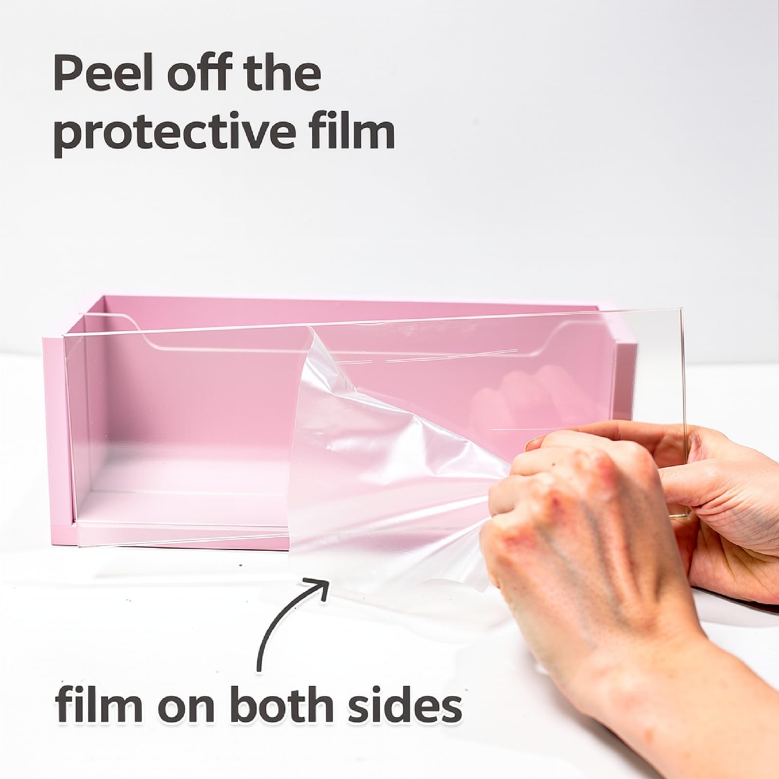 Pink Mail Organizer Clear Acrylic Divider Desk Wall Mount Paper Sorter Decor