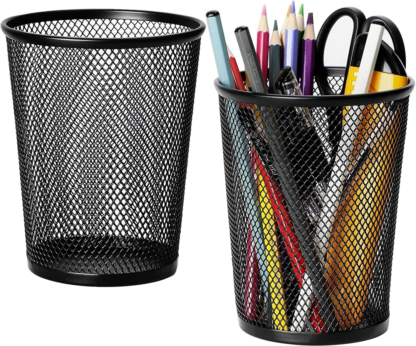 Pen Holder for Desk 2 Pack, Mesh Metal, 5.4’’, Makeup Brush Holders | Desk Organ
