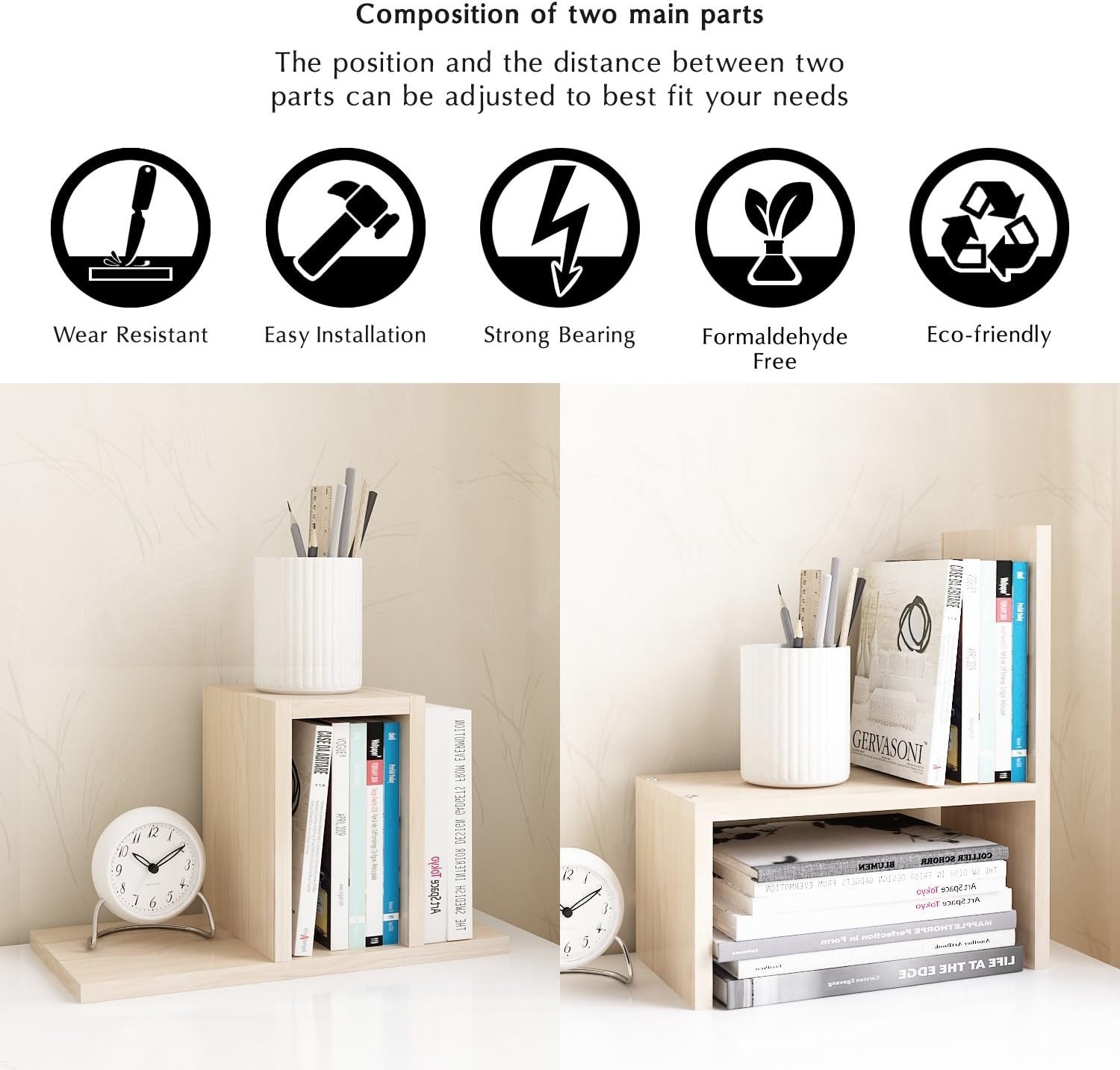Elegant 5-Unit Adjustable Desk Organizer – Maximize Your Workspace Aesthetics