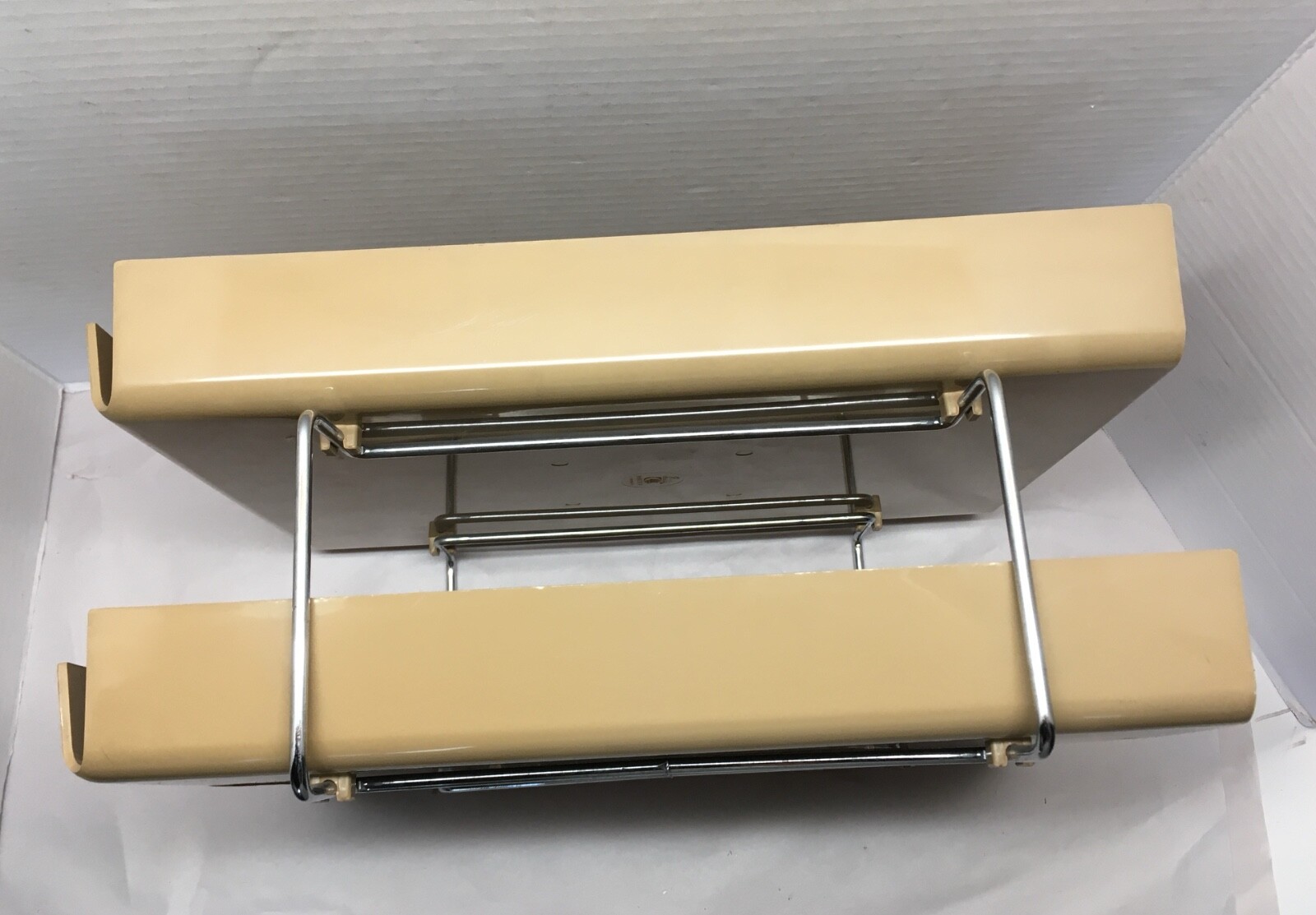 Vtg McDonald Duk-It Beige Plastic Chrome 2-Tier In Out Desk Tray Organizer MCM