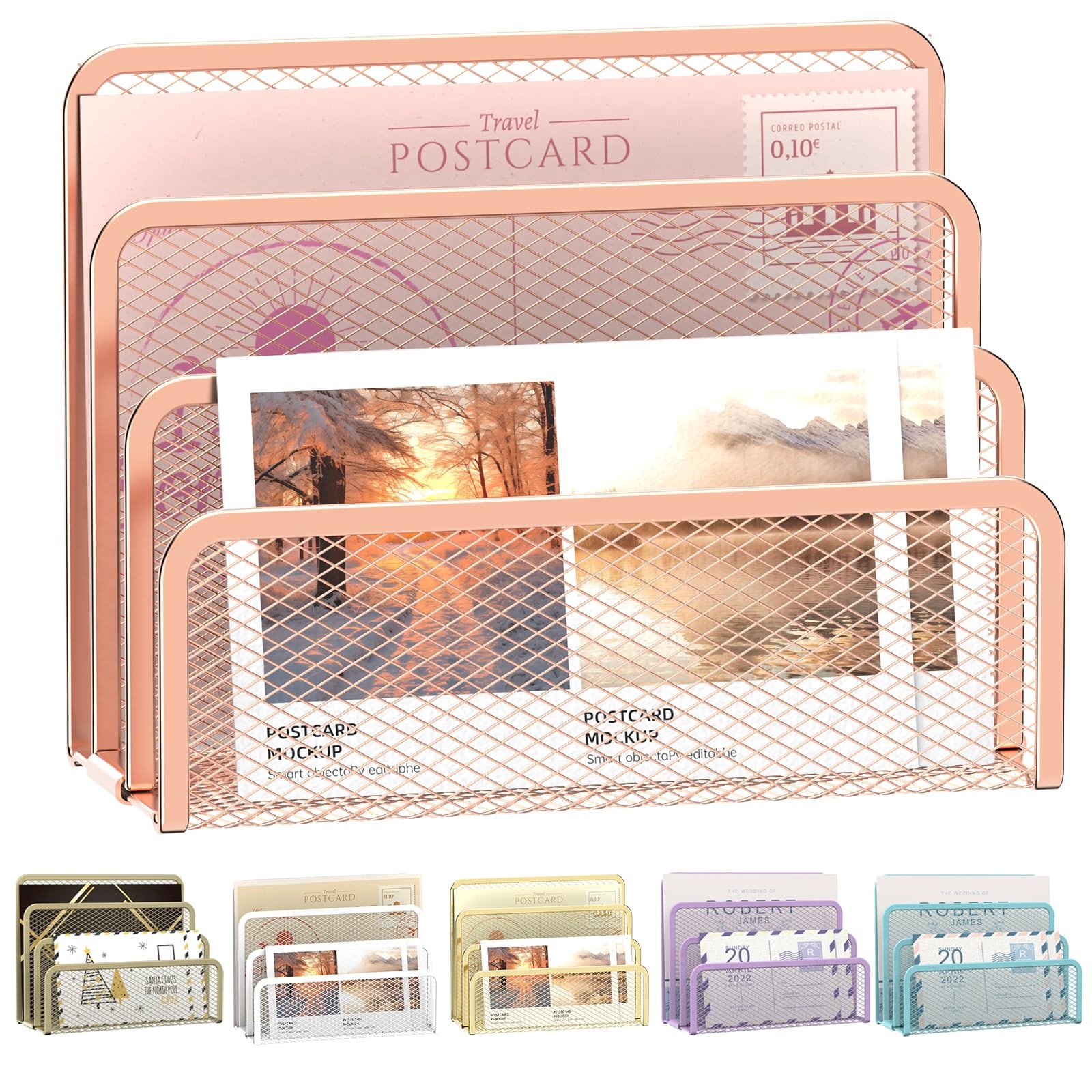 Mail Organizer for Desk, Mesh Metal Mail Holder Countertop with 3-Slot, Lette…