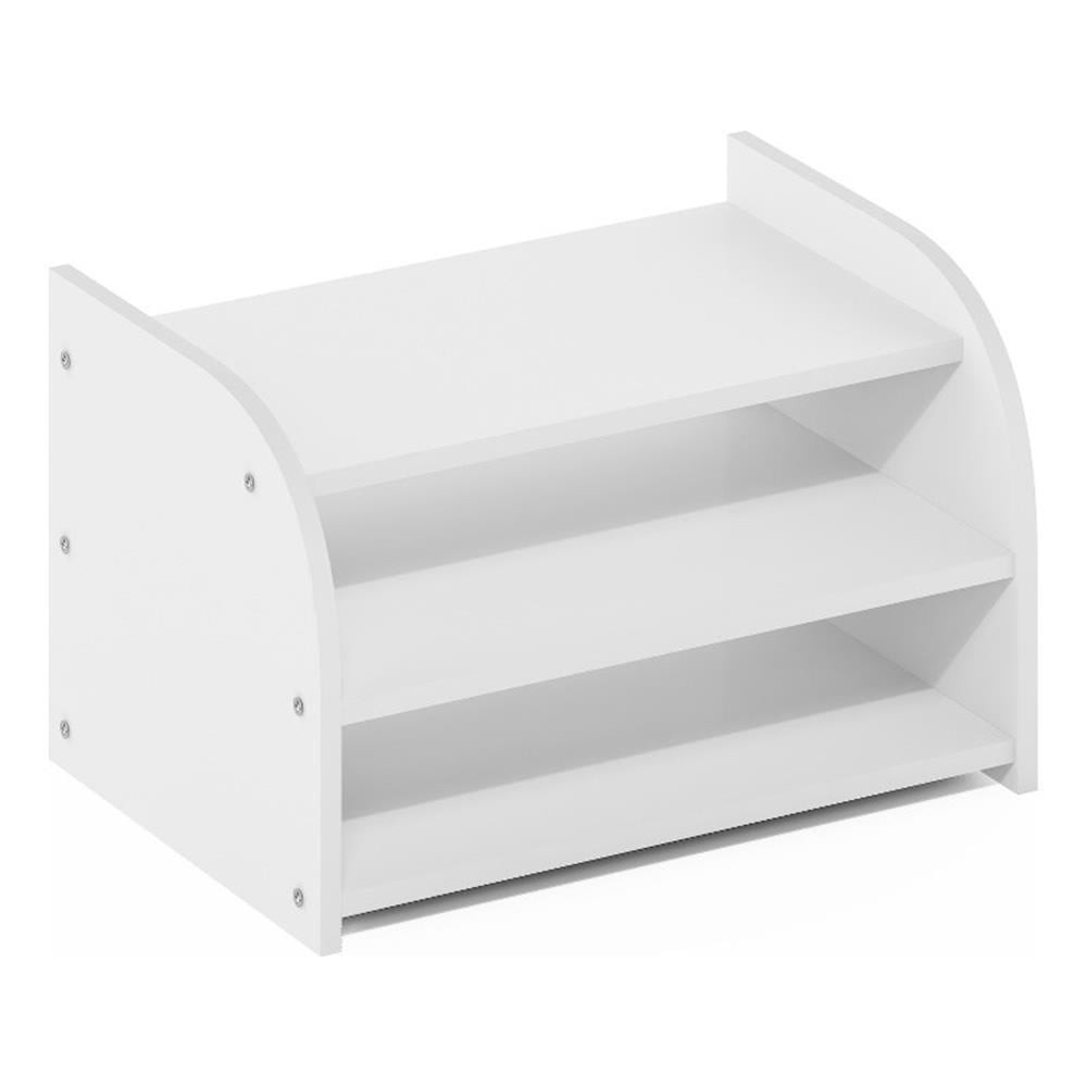 3-Tier Desk Top Organizer W/ Shelves For Papers & Supplies Wood Finish