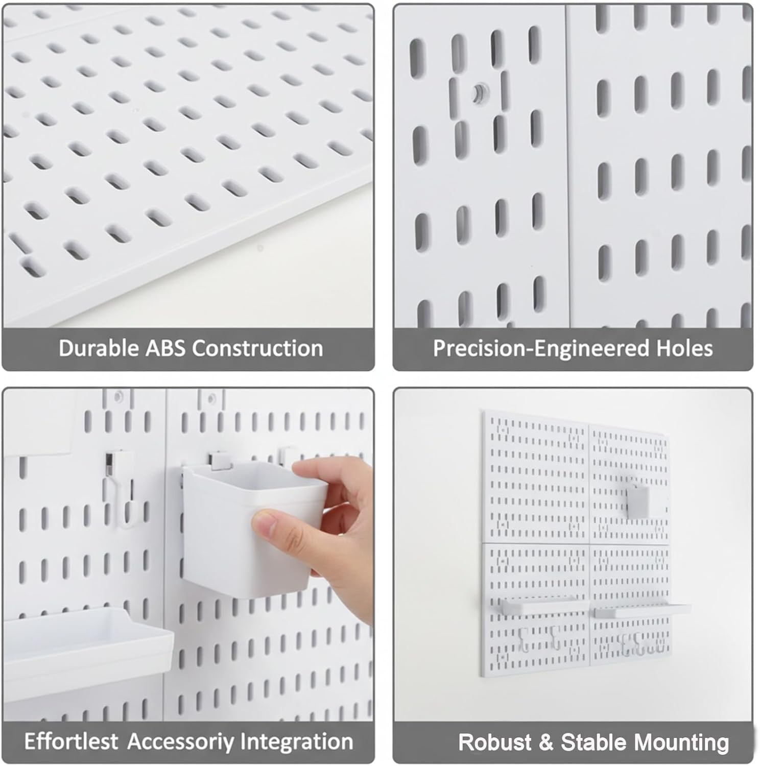 4PCS Pegboard Wall Organizer for Desk, Office & Gaming Setup Space Peg Board Kit