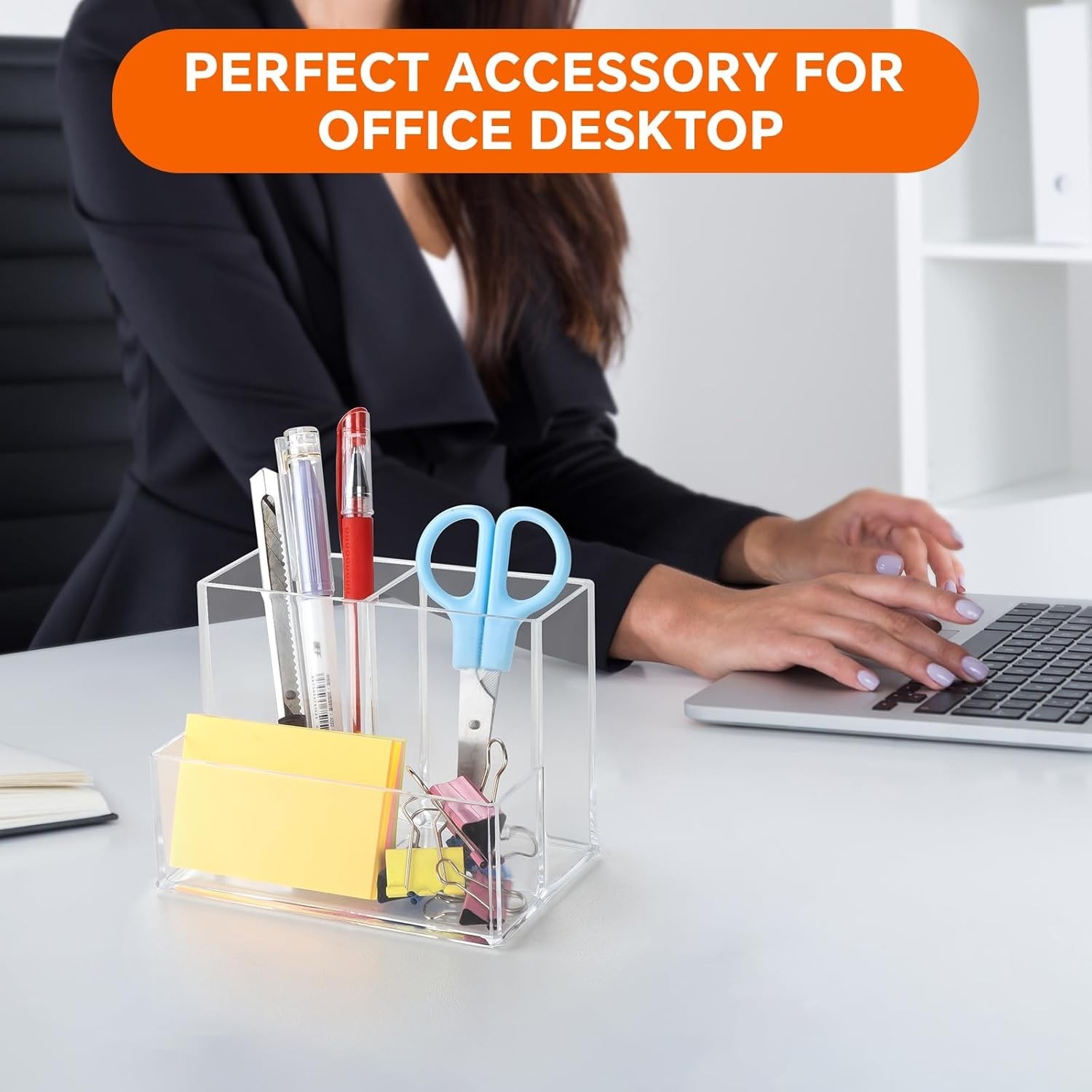 Pen Holder for Desk, Clear Acrylic Pencil Holder for Desk, Marker Holder with…