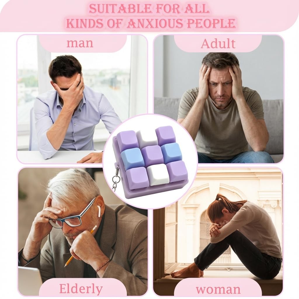 MILAKE Keyboard Fidget Set, 4 Pcs Small, Purple, Pink, Green, Blue, Yellow