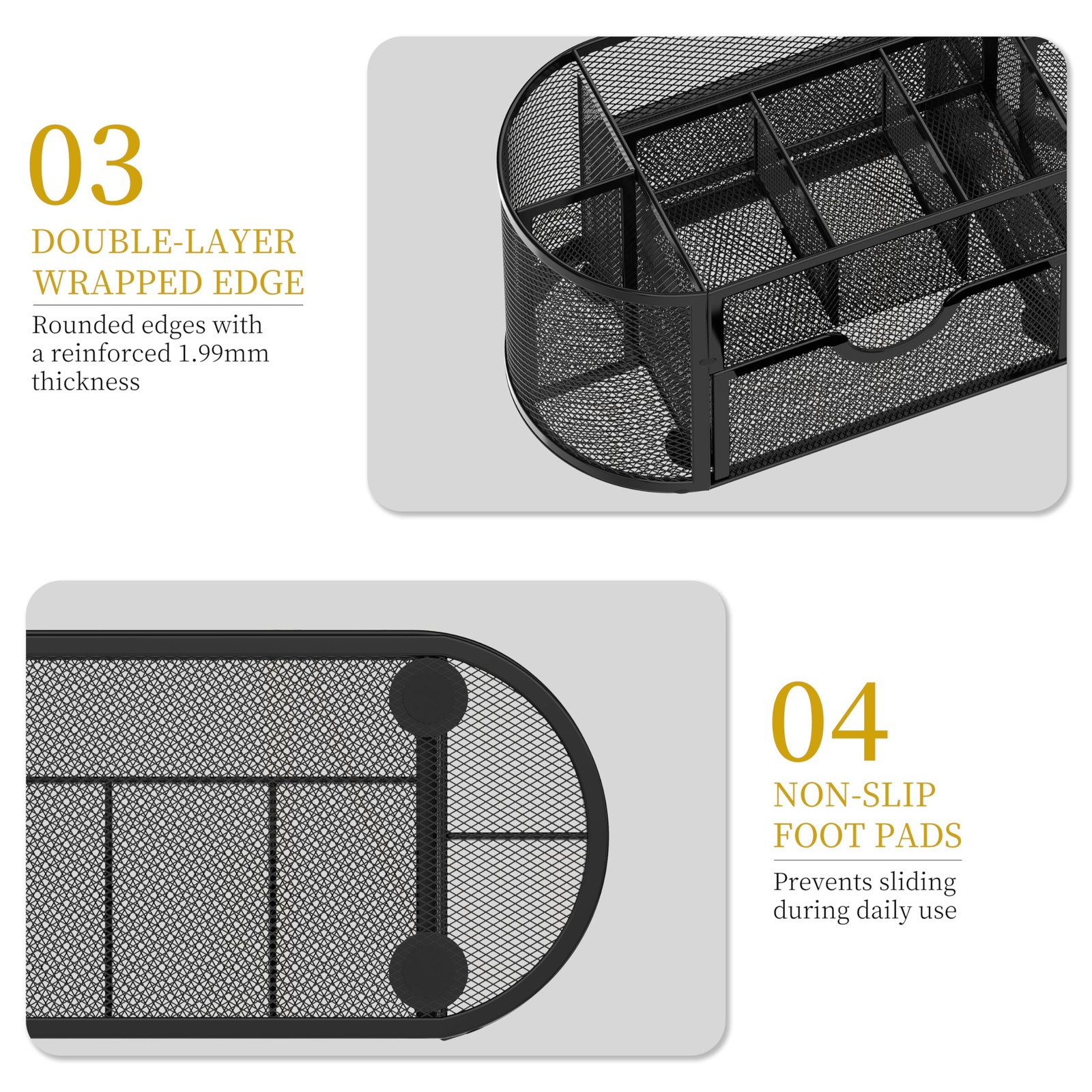 SUPEASY Mesh Desk Organizer, Accessories & Workspace Obsidian Black
