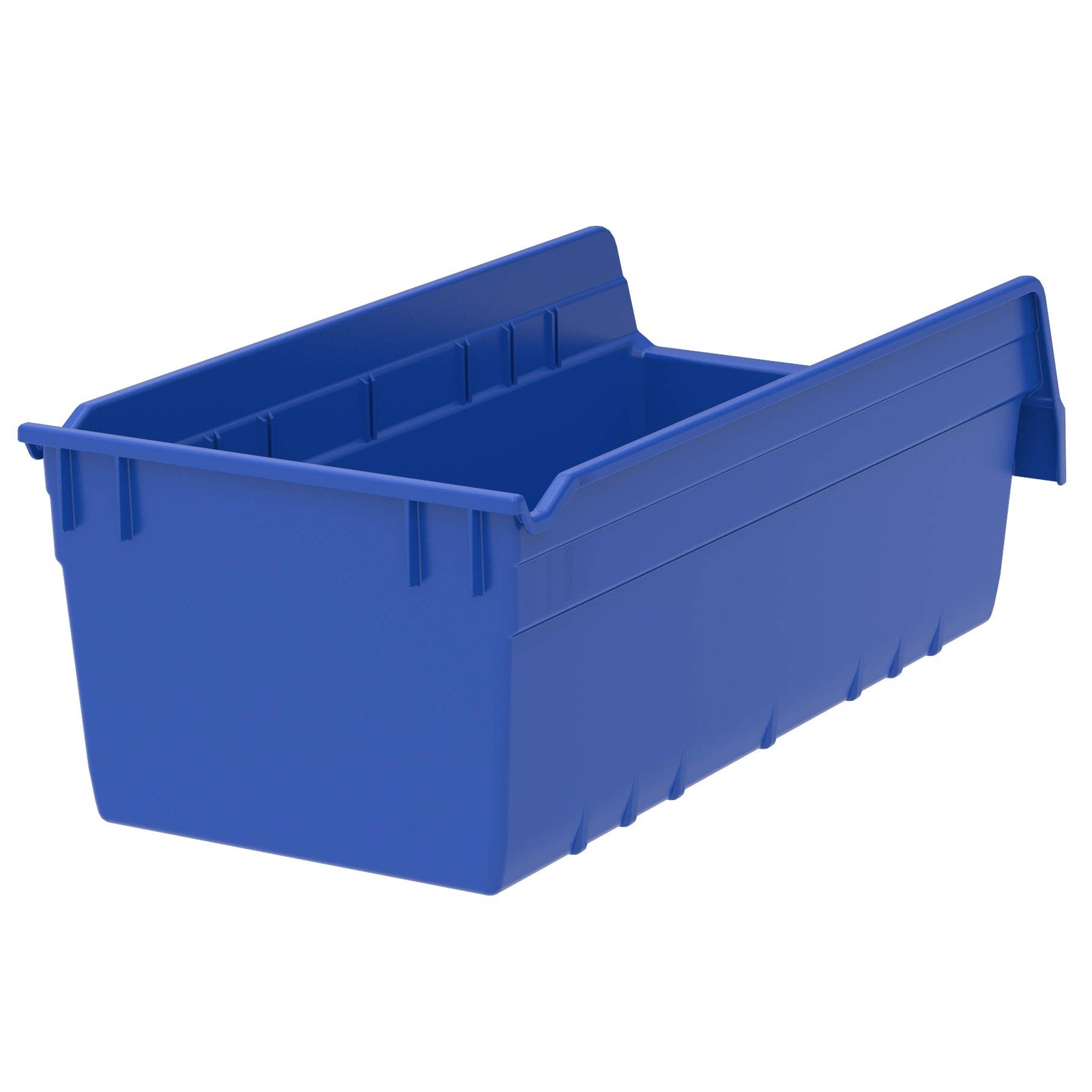 30088 ShelfMax Plastic Nesting Shelf Bin Box, 18 x 8 x 6 inches, Blue, Case of 8