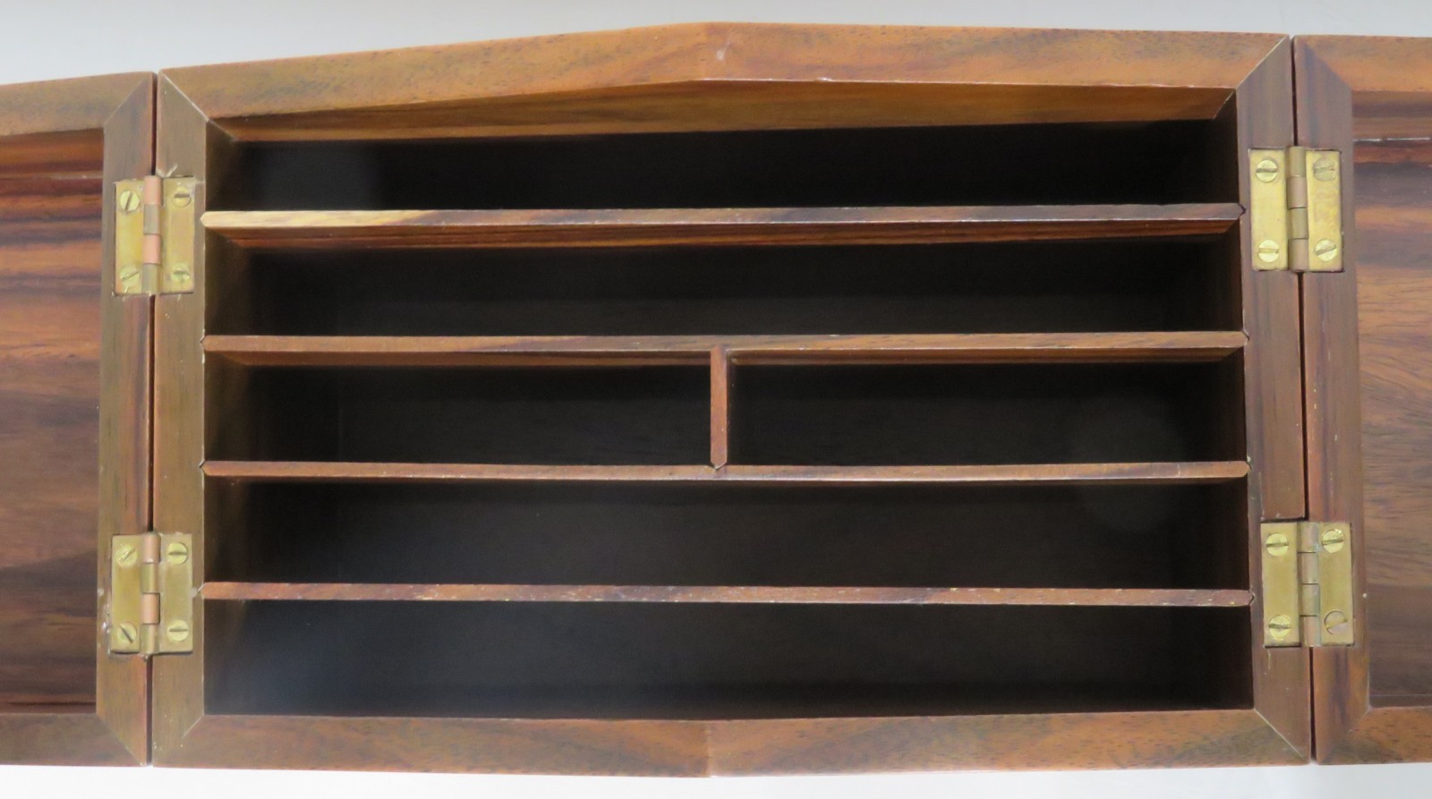 Mahogany Desk Letter Box/Desk Organizer W/Compartments & Hinged Top Froelich