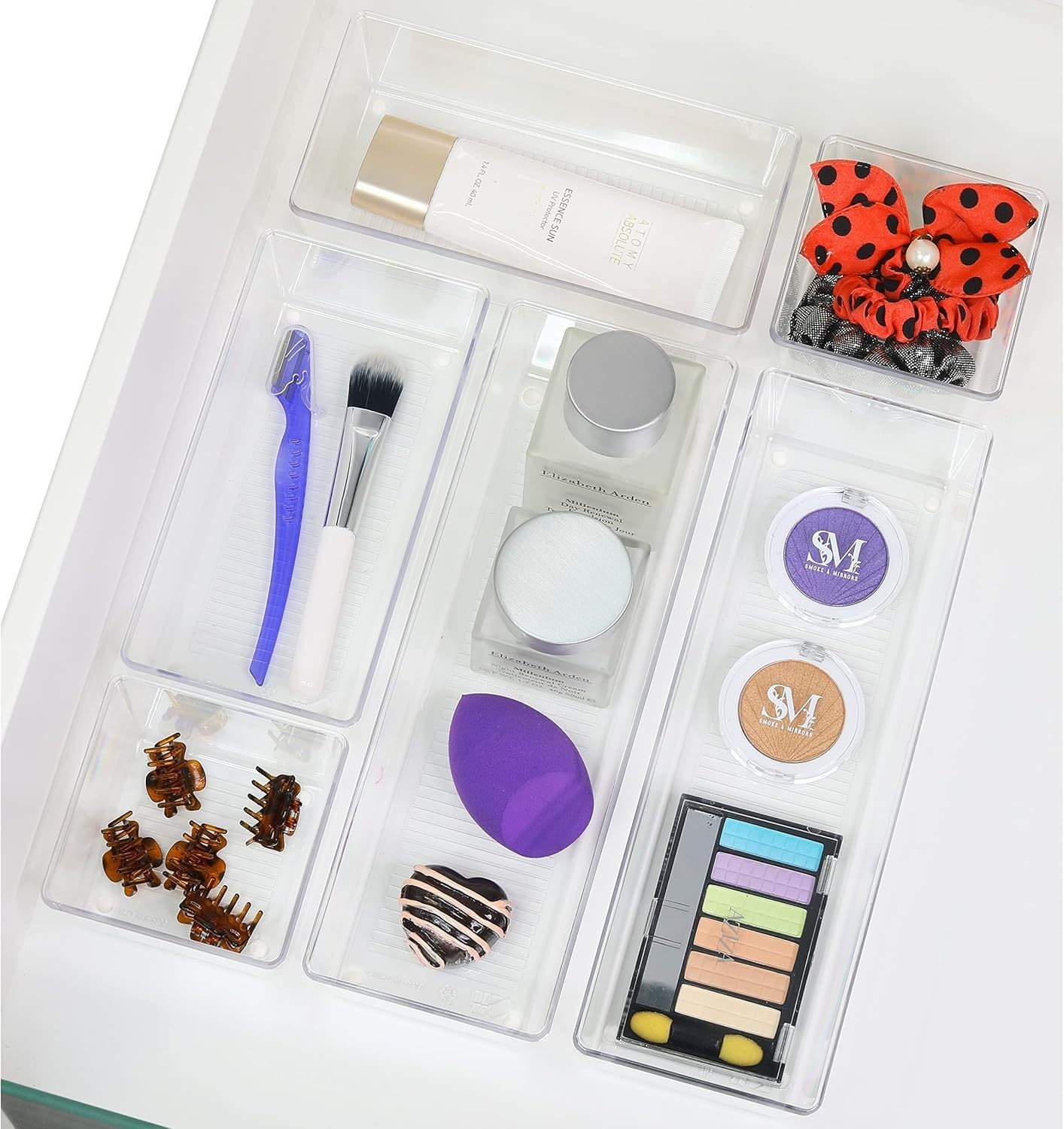 6 Pack Clear Storage Bins – Assorted Sizes for Ultimate Desk & Home Organization