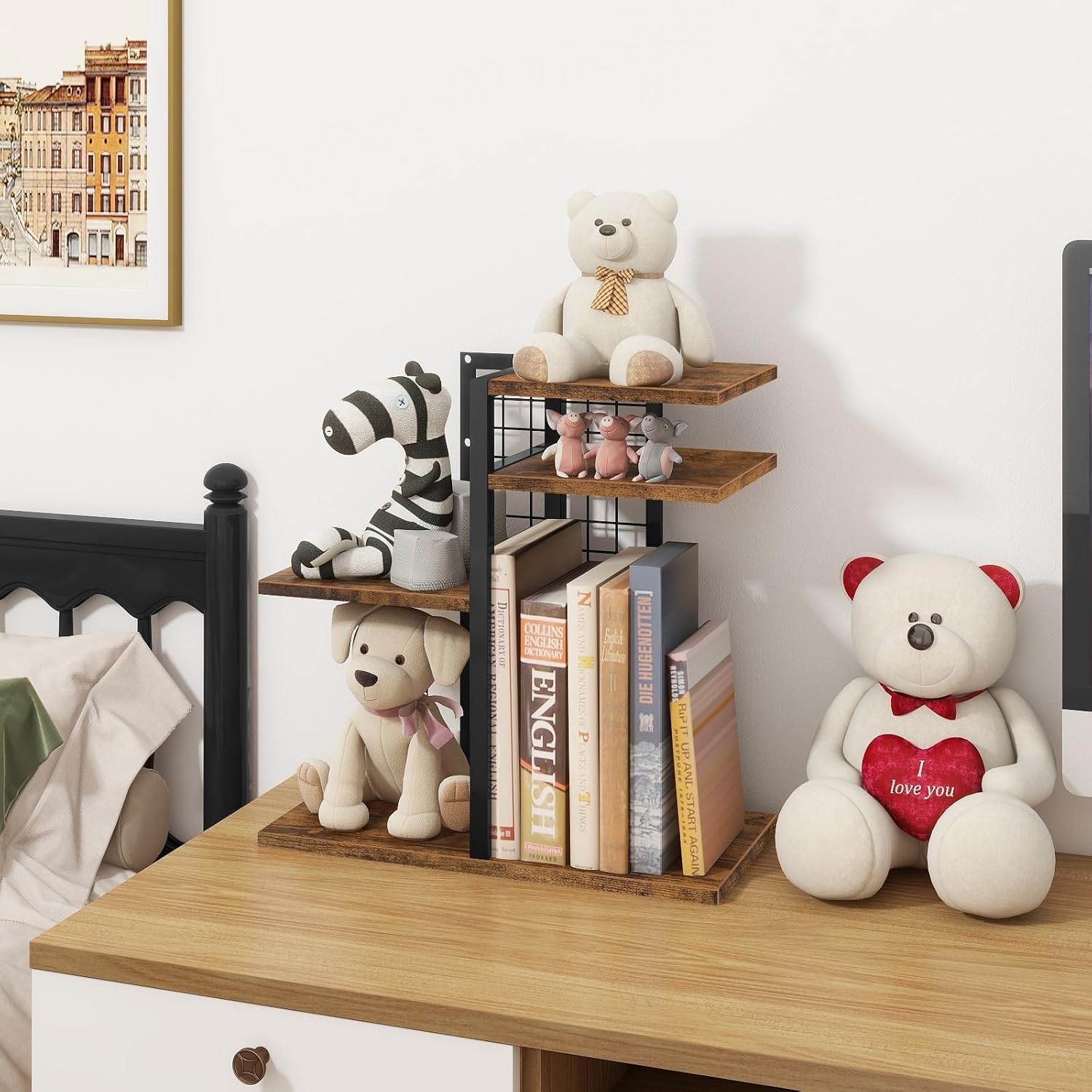 ELITEROO Desktop Shelf Organizer, 15.74 L x 7.87 W x H inches, Brown