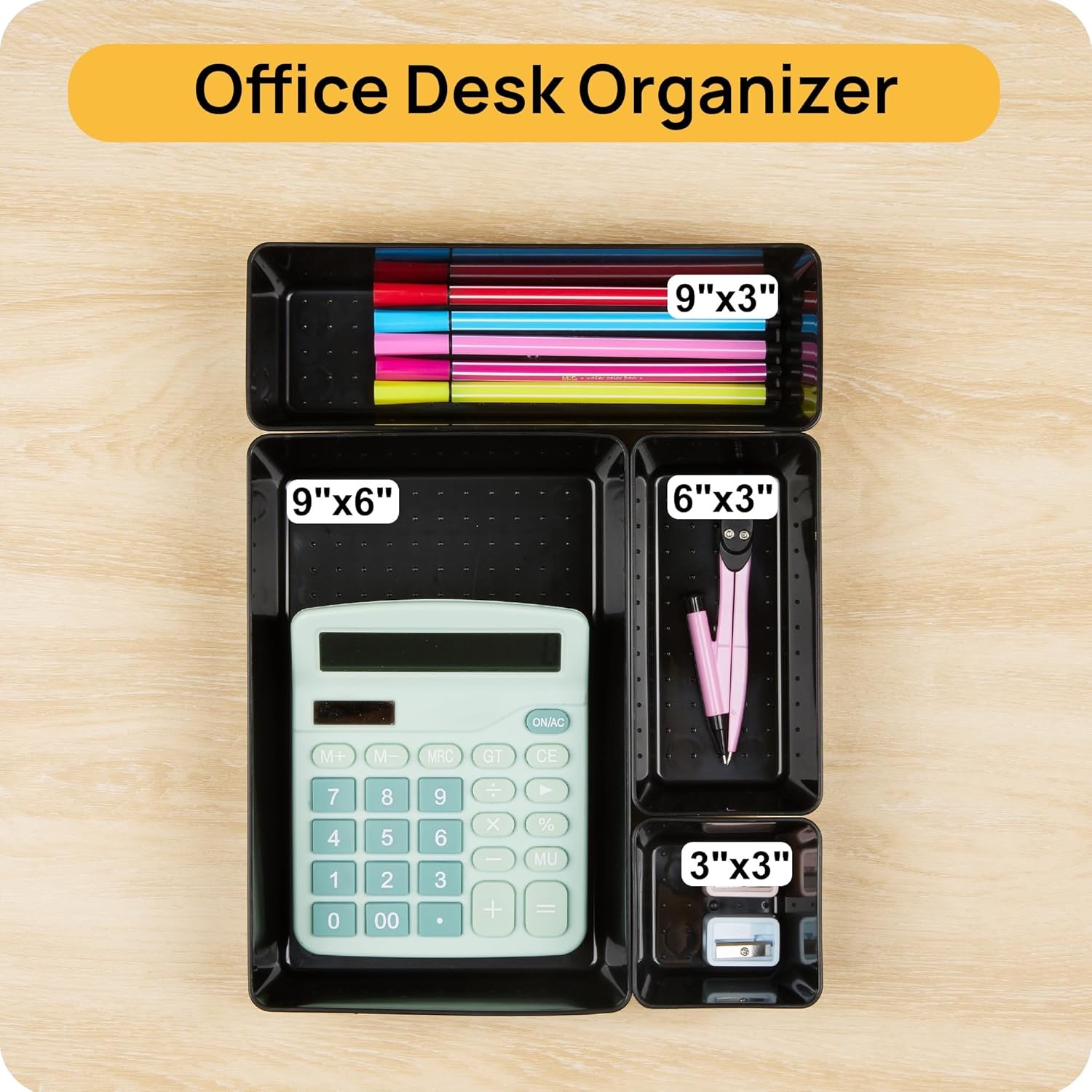 25 PCS Office Desk Drawer Organizers Set 4-Size Versatile Plastic Drawer