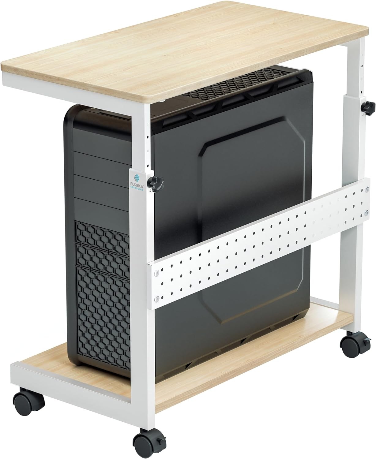 EUREKA ERGONOMIC PC Stand Computer Cart, Height Adjustable Tower Maple