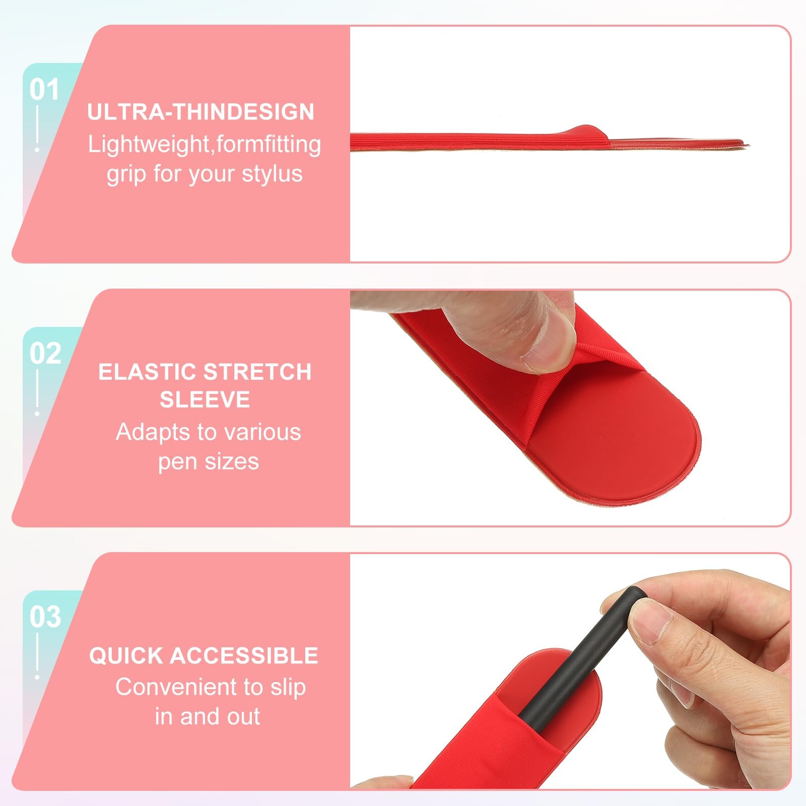 Pencil Holder for Stylus, 4 Pcs Adhesive Elastic Pen Case Sleeve Pouch Stylus…