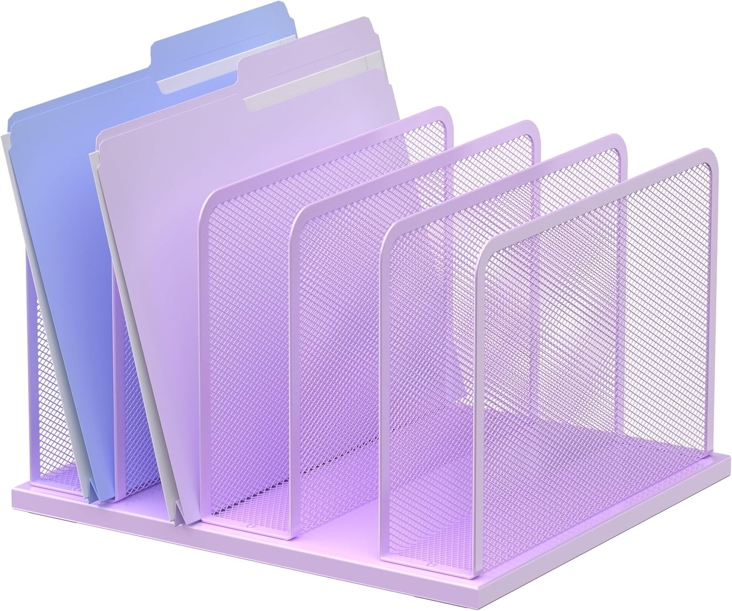 New Kuntine.B Desk File Organizer Holder for Home Office Purple 1 Pack 5-Section