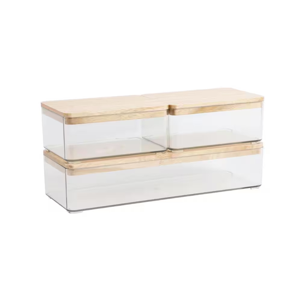 Clear/Light Natural Desk Organizer Set of 3 – 2 Small/1 Large