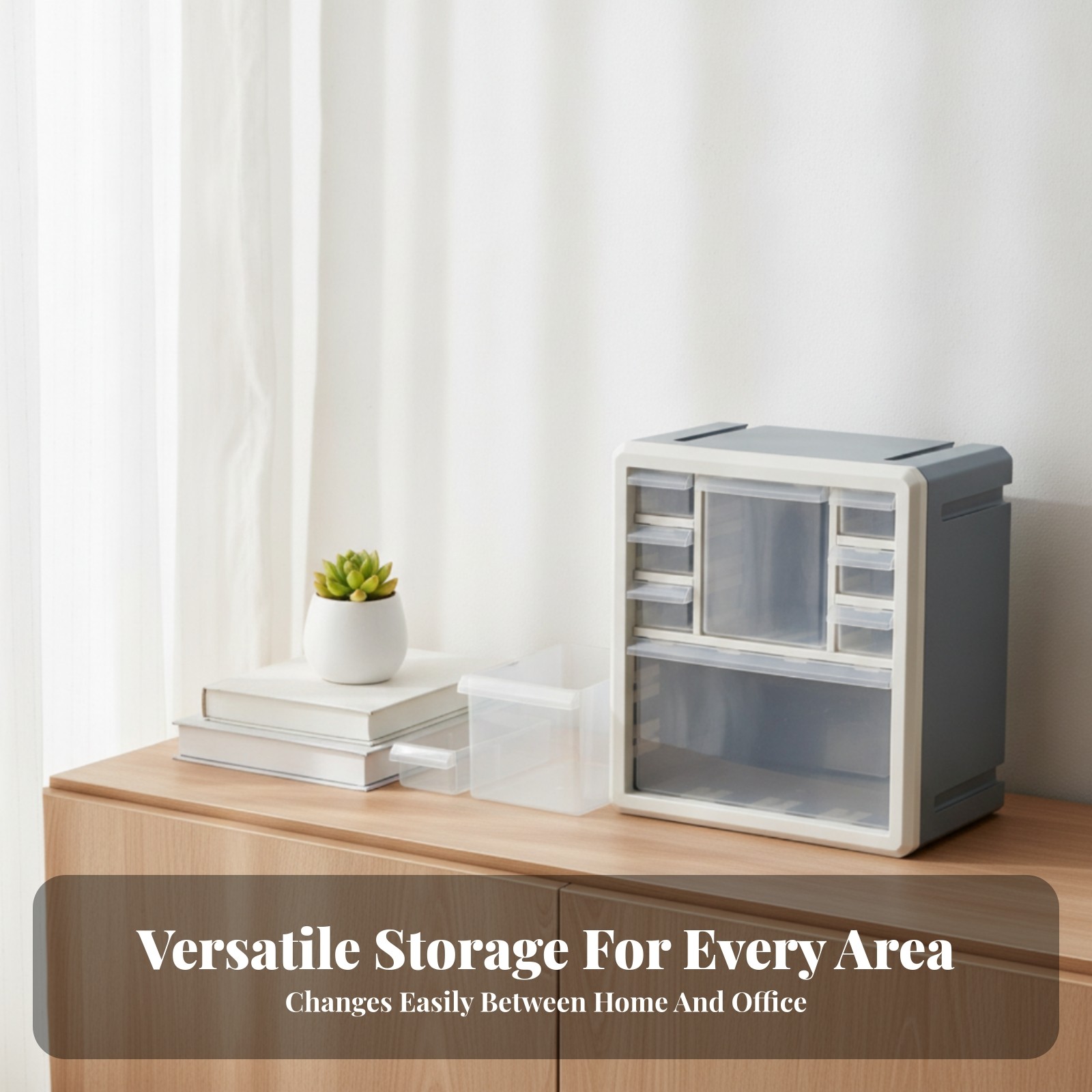 Desktop Storage Cabinet Transparent Drawers Craft Supply Organizer White Frame