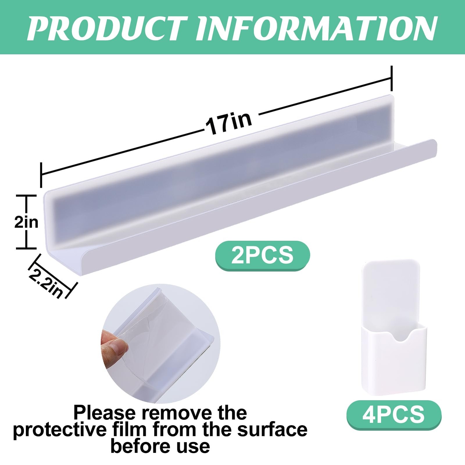 2 Pcs Acrylic Magnetic Book Shelf & 4 Pen Holders for Whiteboard – 6Lbs Beari…