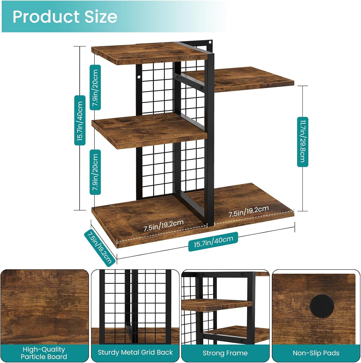 ELITEROO Desktop Shelf Organizer, 15.74 L x 7.87 W x H inches, Brown