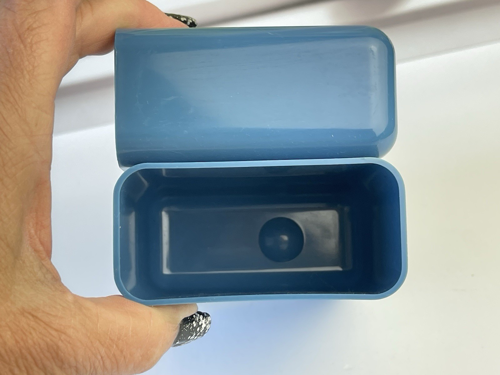Vintage Mid Century Modern Blue Plastic Mini Drawer Storage Caddy Desk Organizer