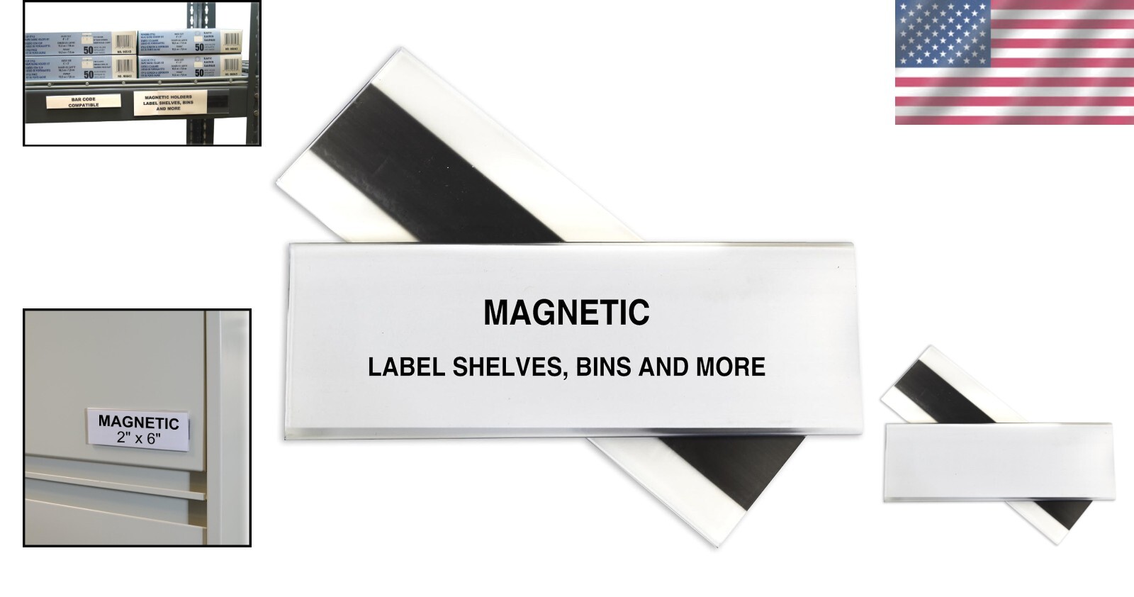 HOL-DEX 10 Magnetic Shelf/Bin Label Holders, 2×6 Inches for Quick Identification