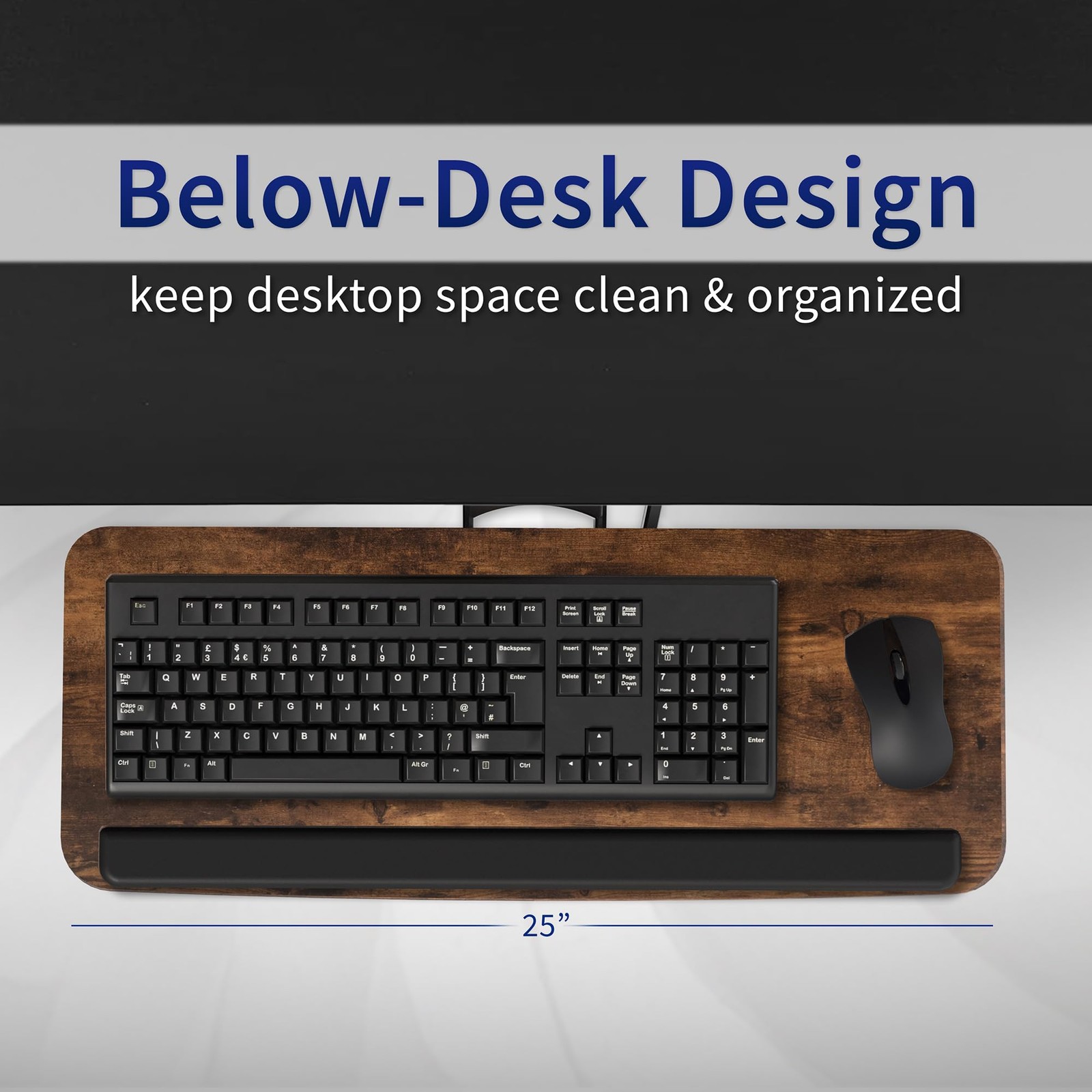VIVO Adjustable Computer Keyboard and Mouse Platform Tray, 25″, Vintage Brown