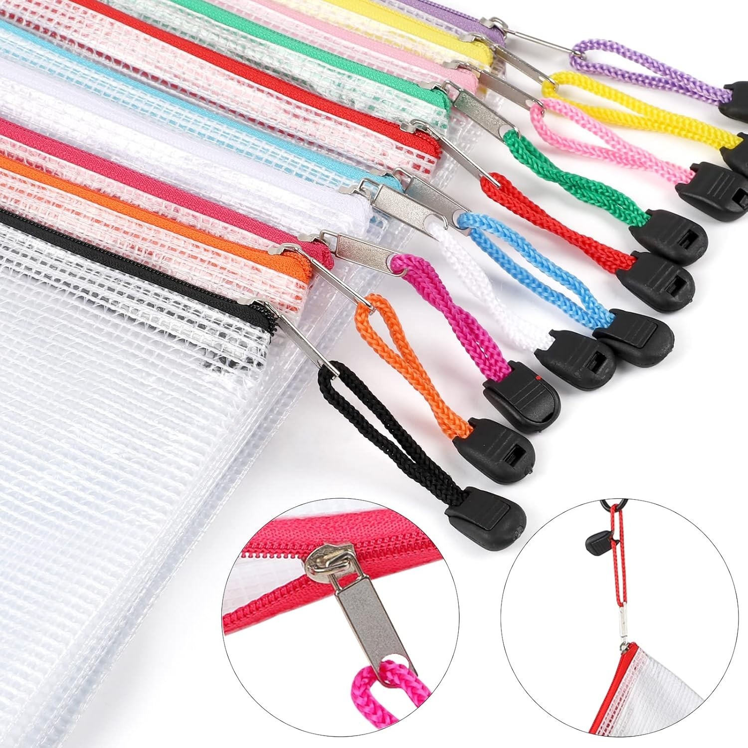 36pcs Mesh Zipper Pouch Bags A4 Size Board Game Storage Plastic 11 Colors Let…