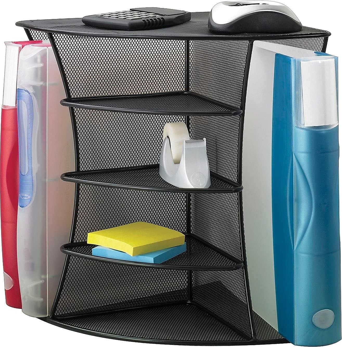 3261BL Onyx Mesh Corner Organizer Durable Steel Mesh Corner Storage & Desk Top