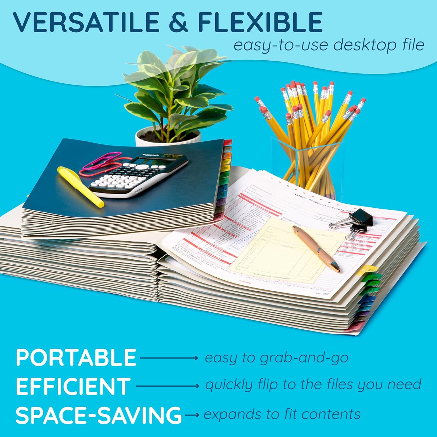 Expanding Desk File Sorter Organizer Letter Size with 20 A Z Dividers