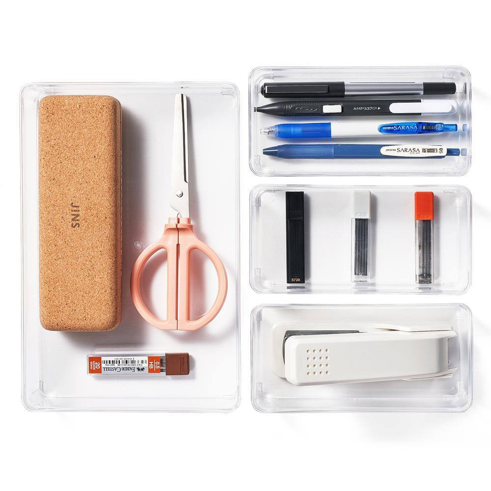 Drawer Organizer Set for Office Storage, Clear 9 In. X 2 In. Plastic Desk Organi