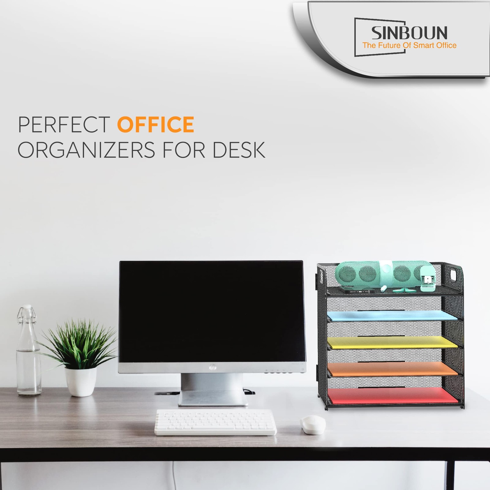 Letter Tray Paper Organizer 5-Tier Desk 13.9″ x 13″ x 2.4″, Black