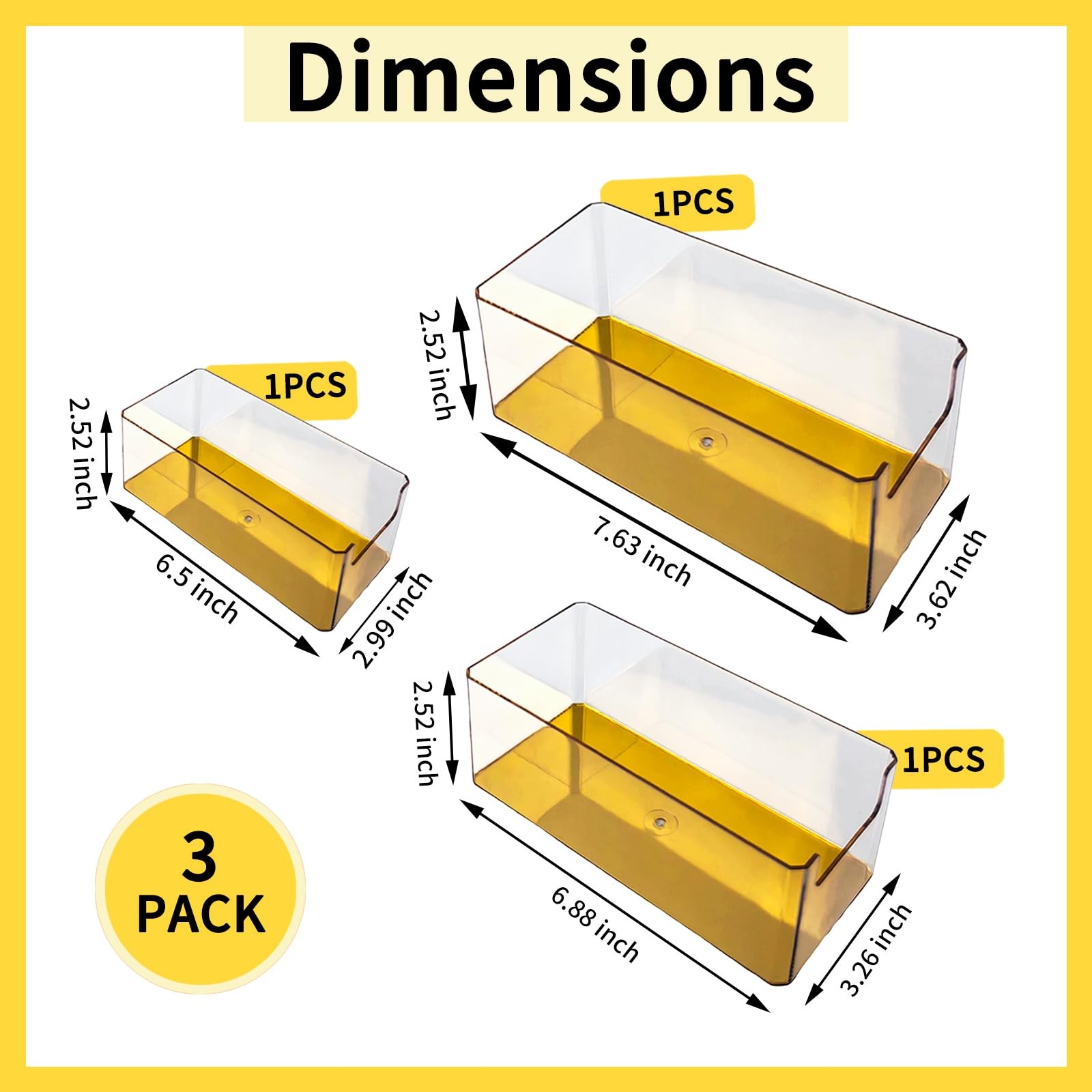 3pcs Plastic Drawer Organizer, 3 Sizes Desk Drawer Divider Organizers and Con…
